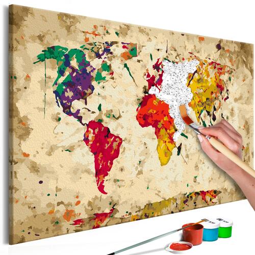 Mal selv billede - World Map (Colour Splashes) 60 x 40 cm