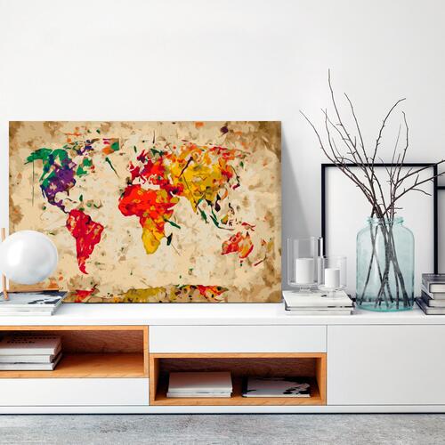 Mal selv billede - World Map (Colour Splashes) 60 x 40 cm