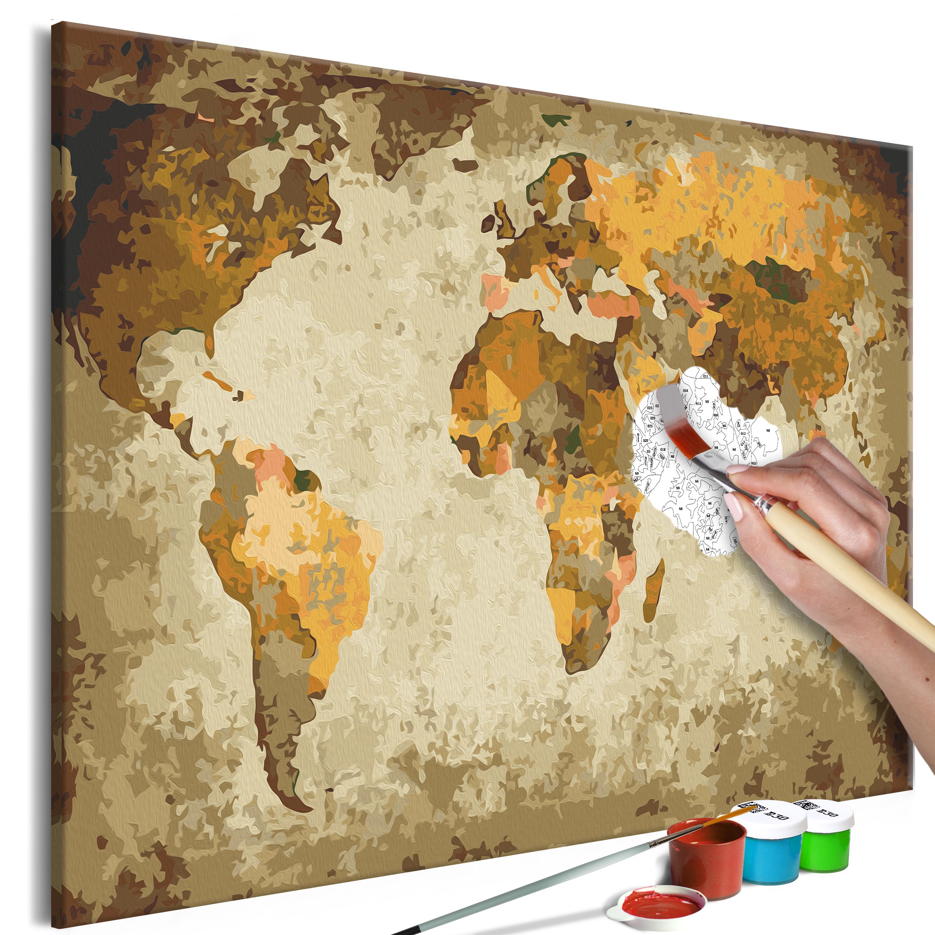 Mal selv billede - Brown World Map 60 x 40 cm