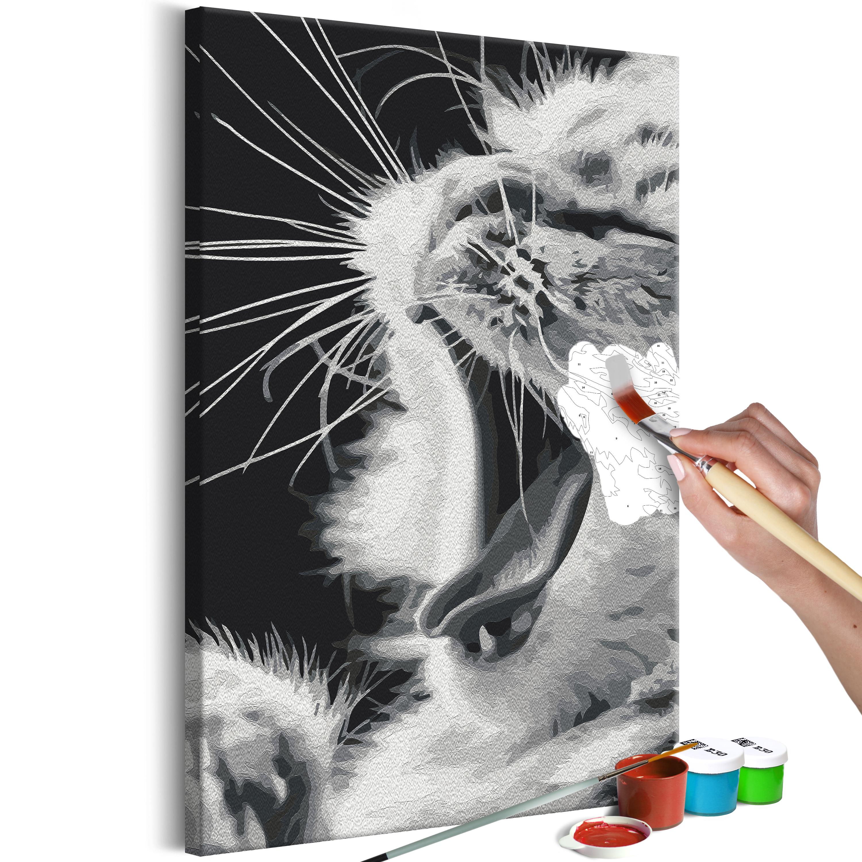 Mal selv billede med tal - Gabende killing 40 x 50 cm