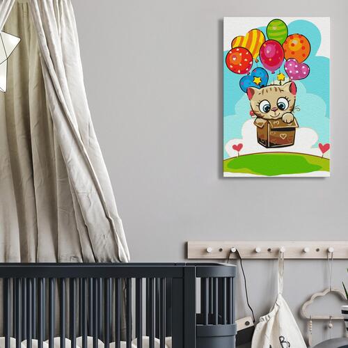 Mal selv billede - Kitten With Balloons 40 x 60 cm