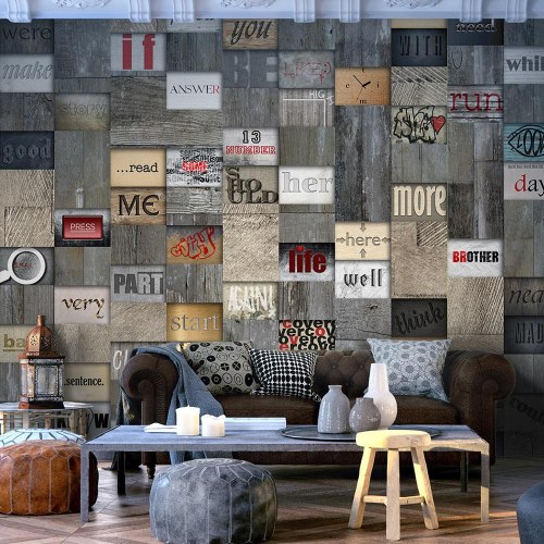 Tapet - Wooden Inscription 50 x 1000 cm