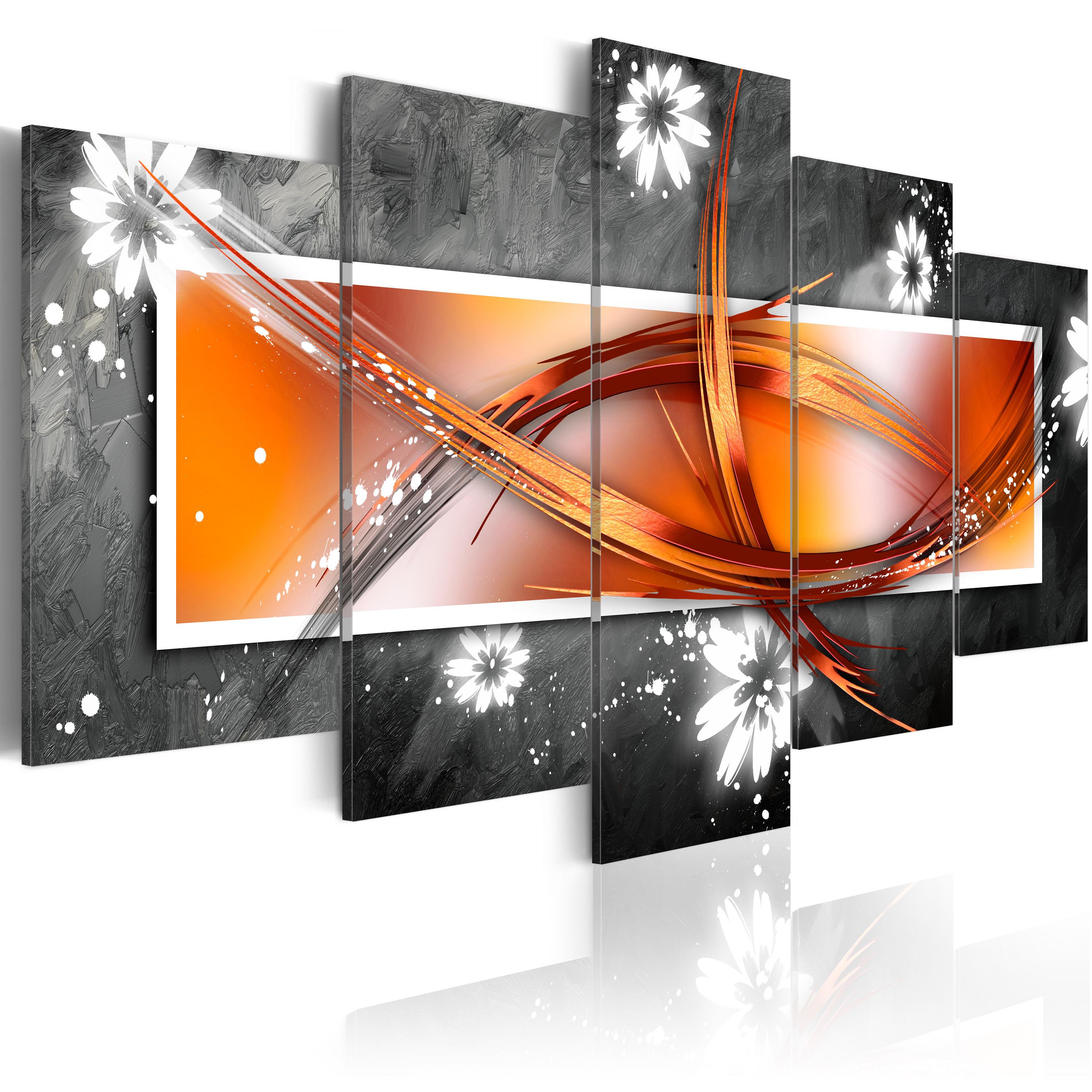 Billede - Flowers and abstract - 200 x 100 cm - Premium Print billede