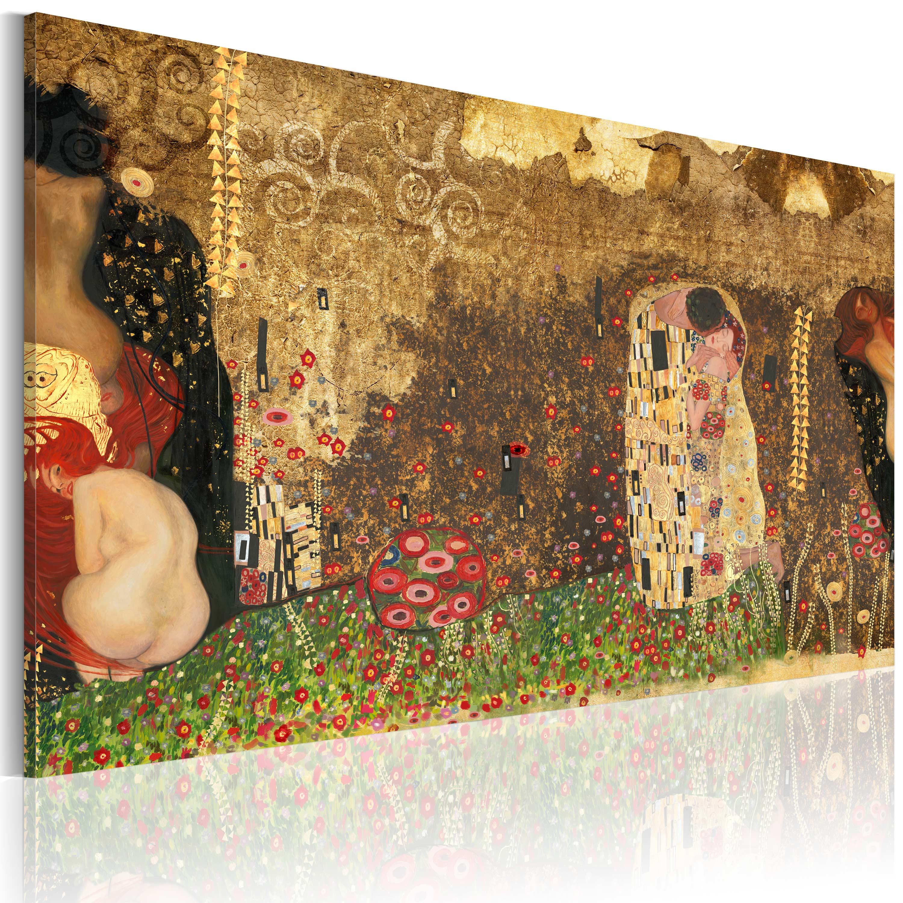 Billede - Gustav Klimt - inspiration - 90 x 60 cm - På italiensk lærred billede