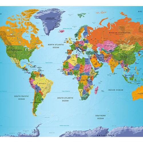 Fototapet - World Map: Colourful Geography