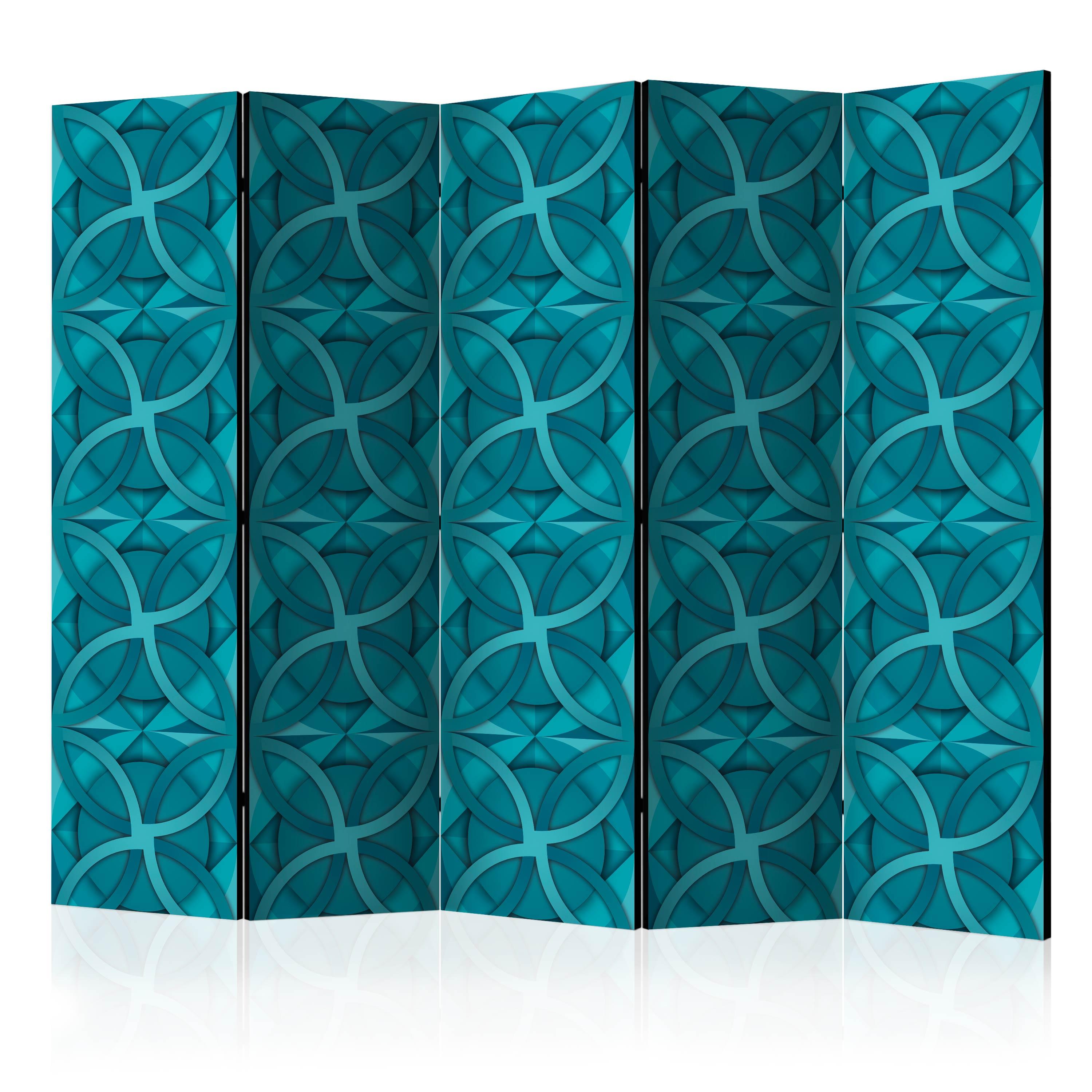 Skærmvæg - Geometric Turquoise II - 225 x 172 cm - Enkeltsiddet