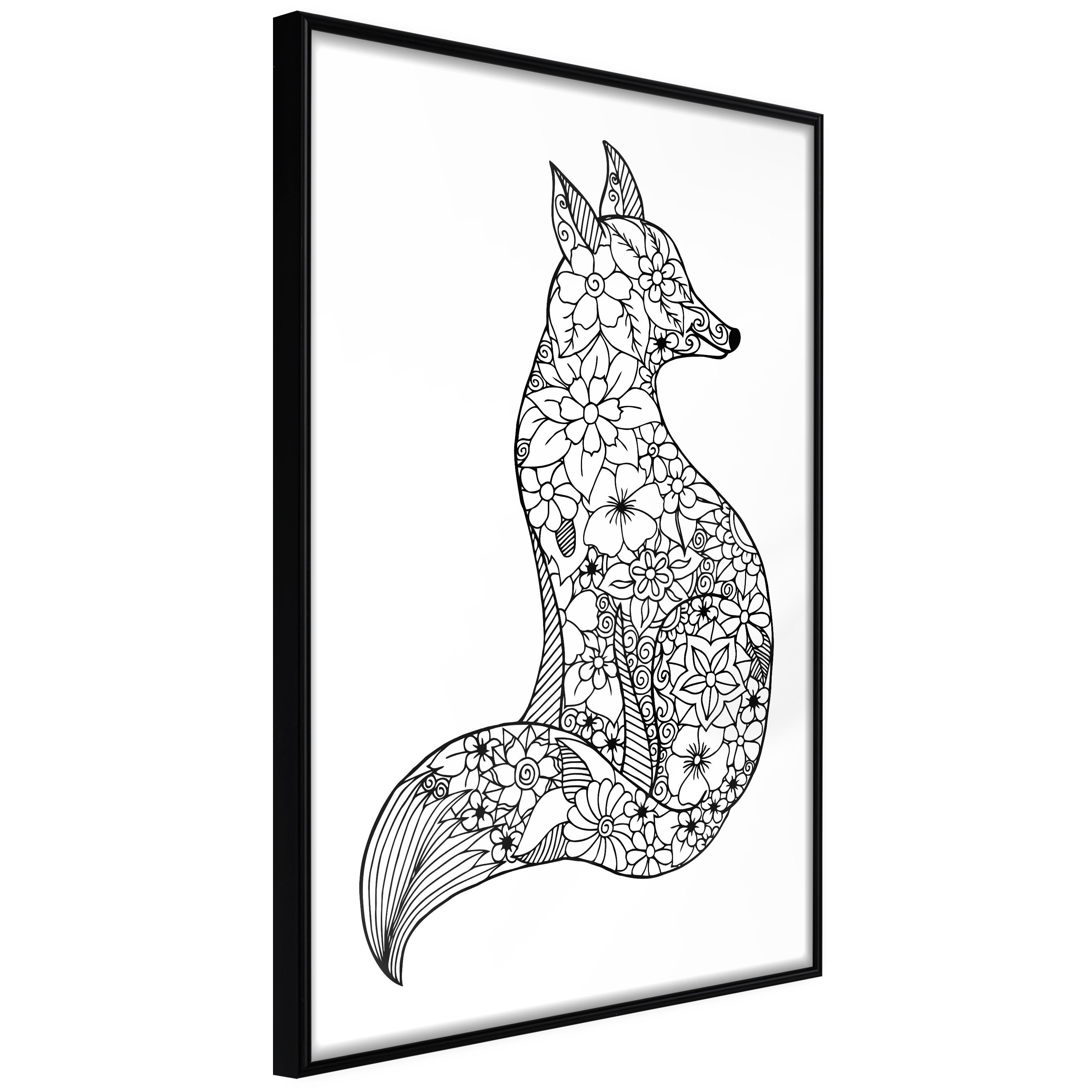 Plakat - Flower Fox - 40 x 60 cm - Sort ramme billede