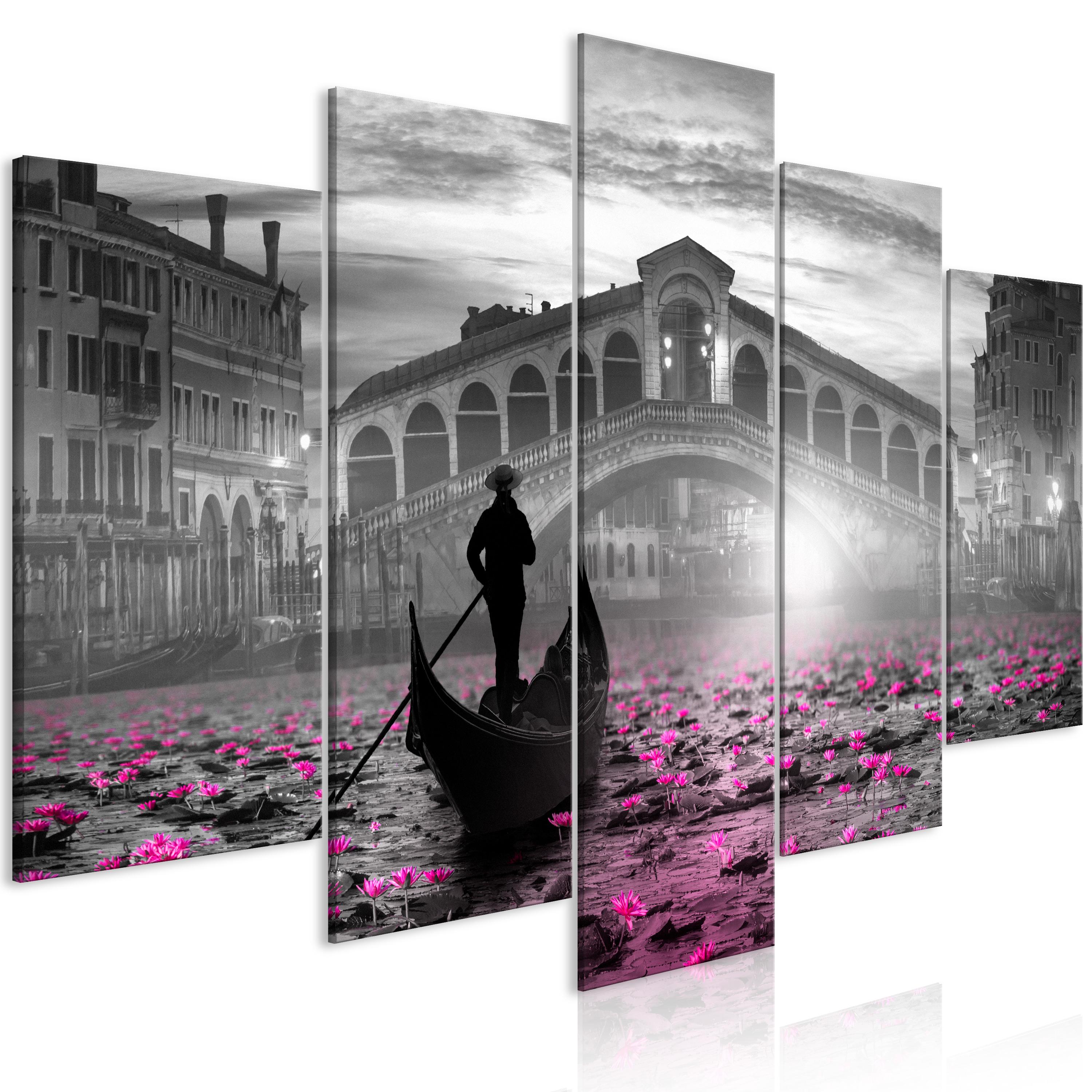 Billede - Magic Venice (5 dele) Wide Grey - 225 x 112.5 cm - Premium Print billede