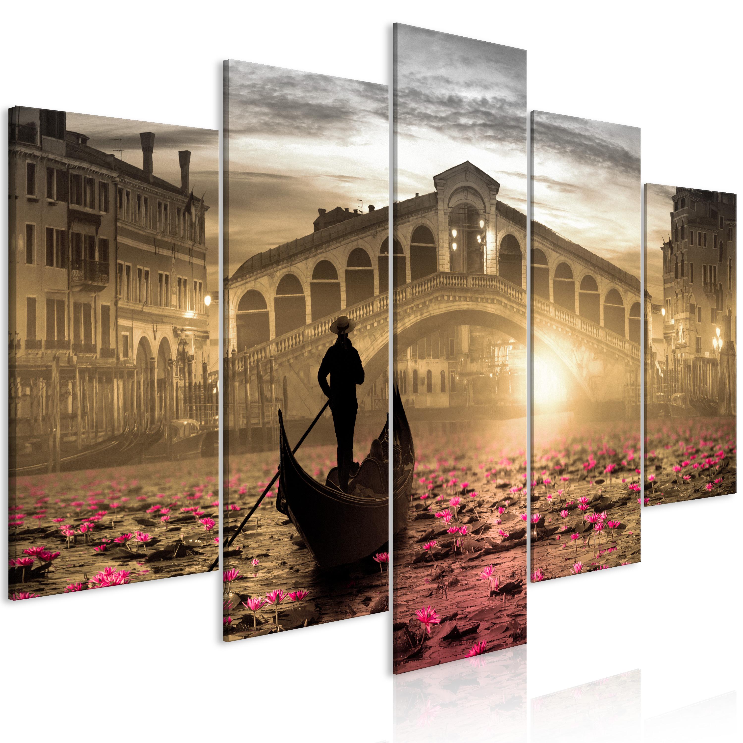 Billede - Magic Venice (5 dele) Wide Orange - 225 x 112.5 cm - Premium Print billede