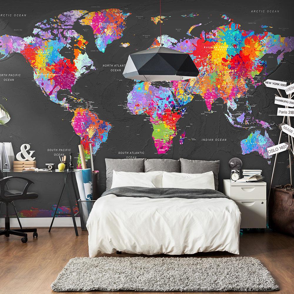 Fototapet - World Map: Synesthesia - 294 x 210 cm - Selvklæbende billede