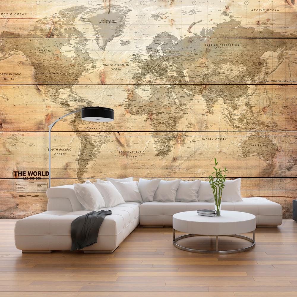 Fototapet - Map on Boards - 300 x 210 cm - Premium billede