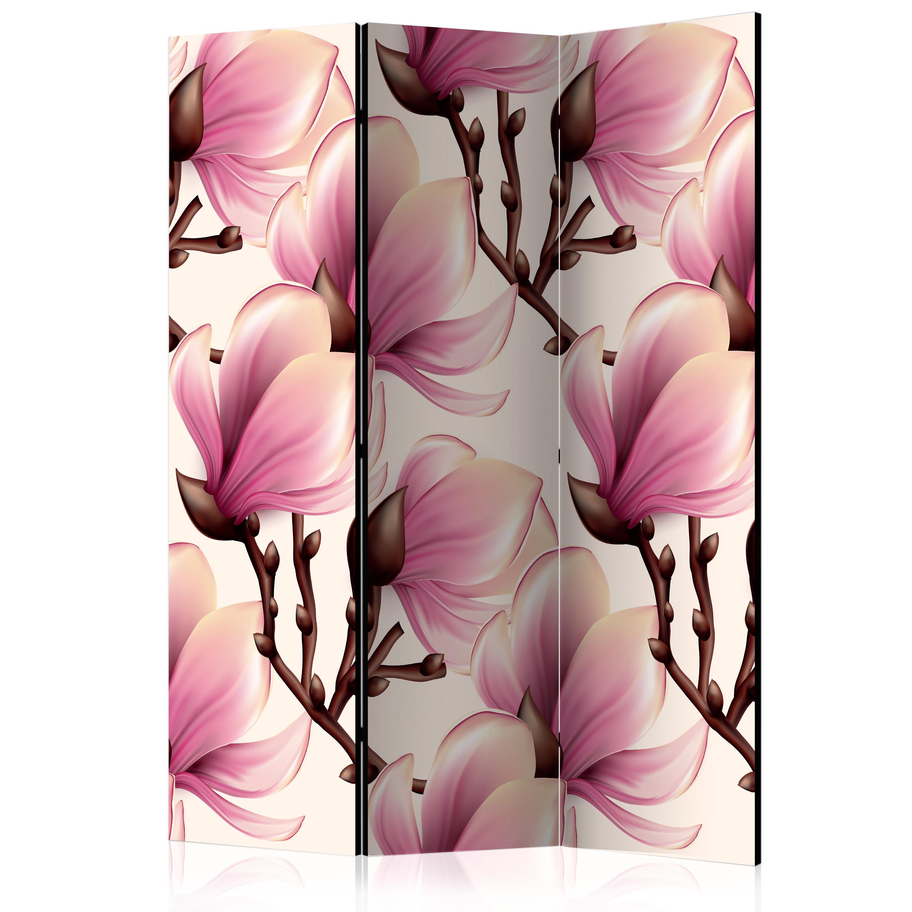 Skærmvæg – Blooming Magnolias – 135 x 172 cm – Dobbeltsidet