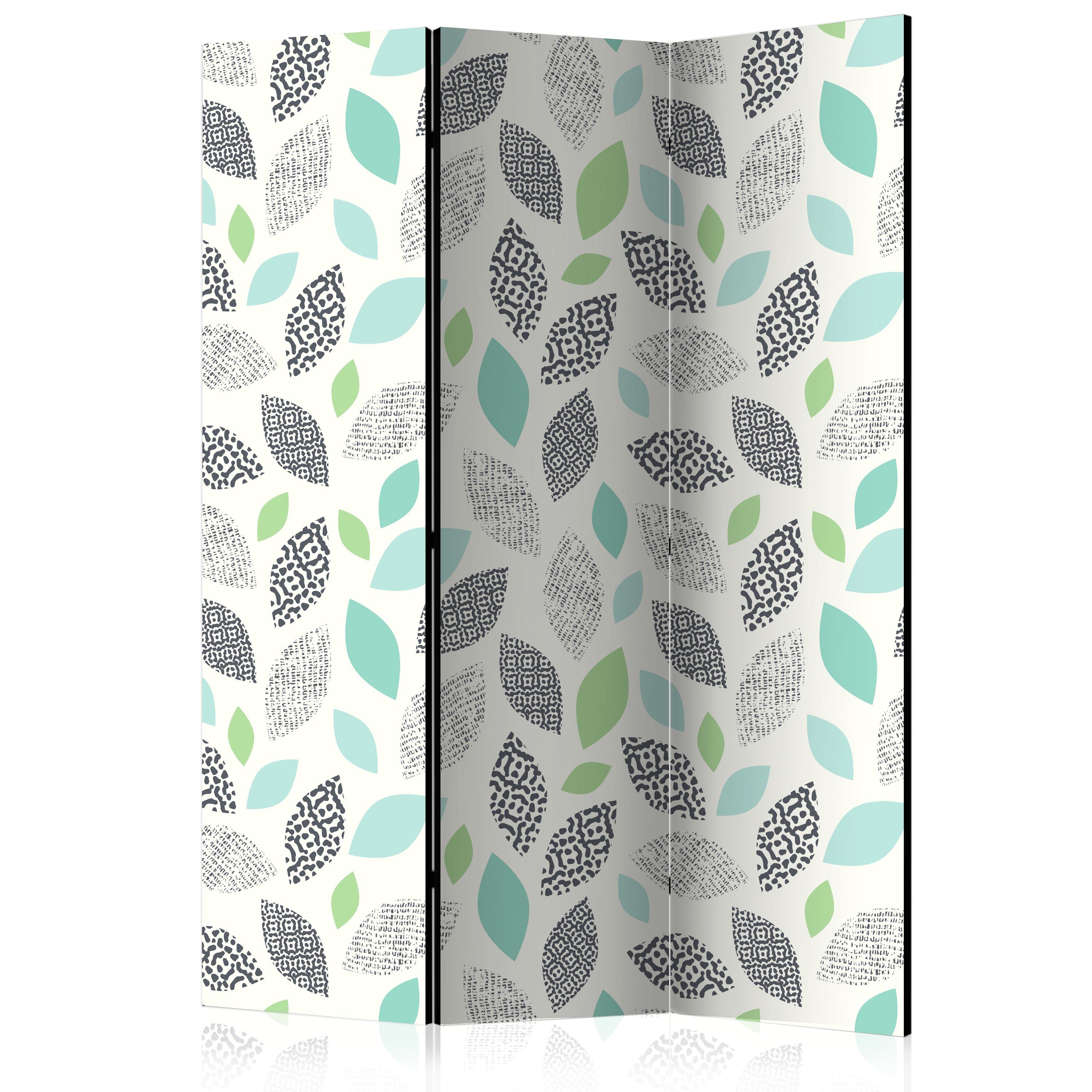 Skærmvæg - Patterned Leaves - 135 x 172 cm - Dobbeltsidet billede