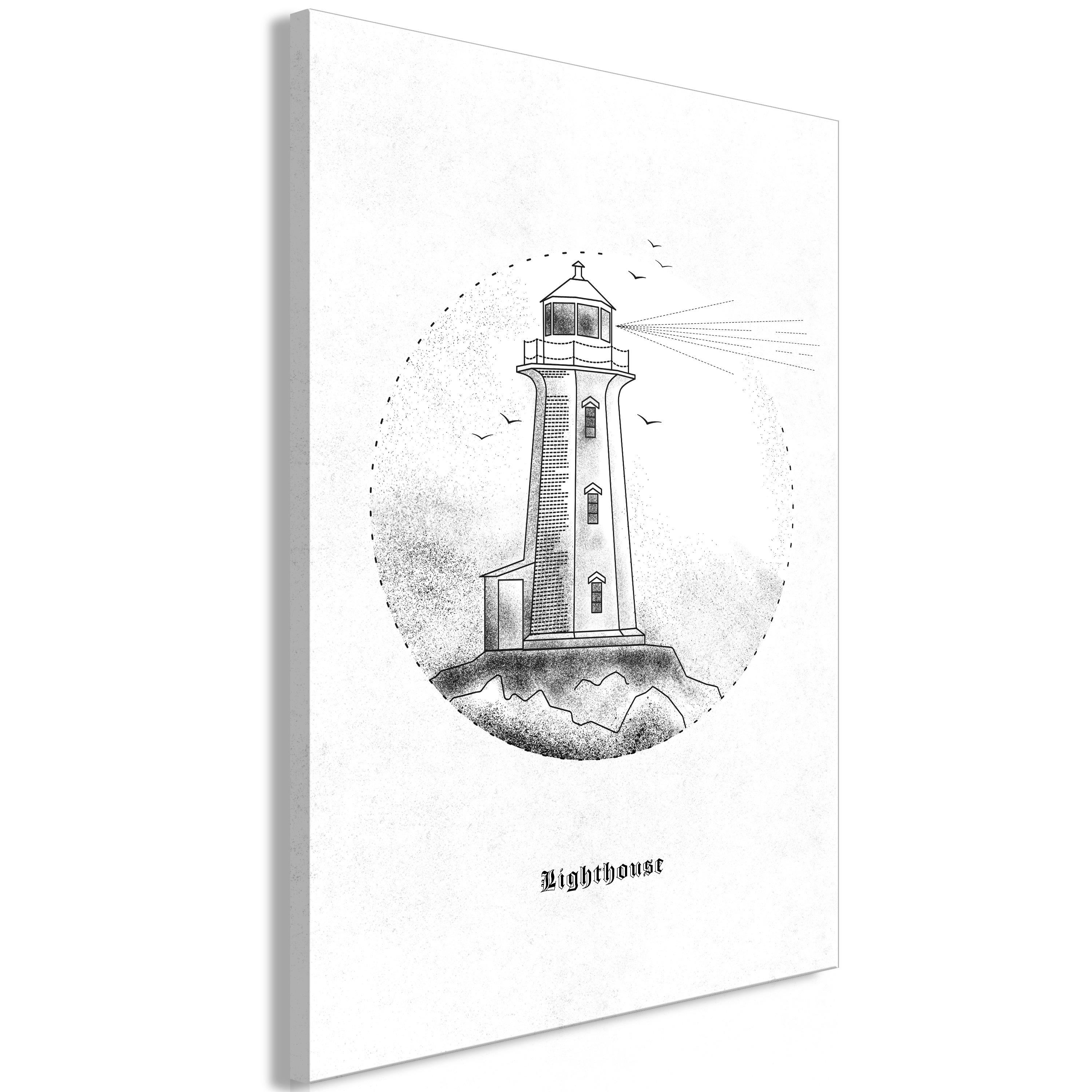 Billede - Black and White Lighthouse (1 Part) Vertical - 40 x 60 cm - Premium Print billede