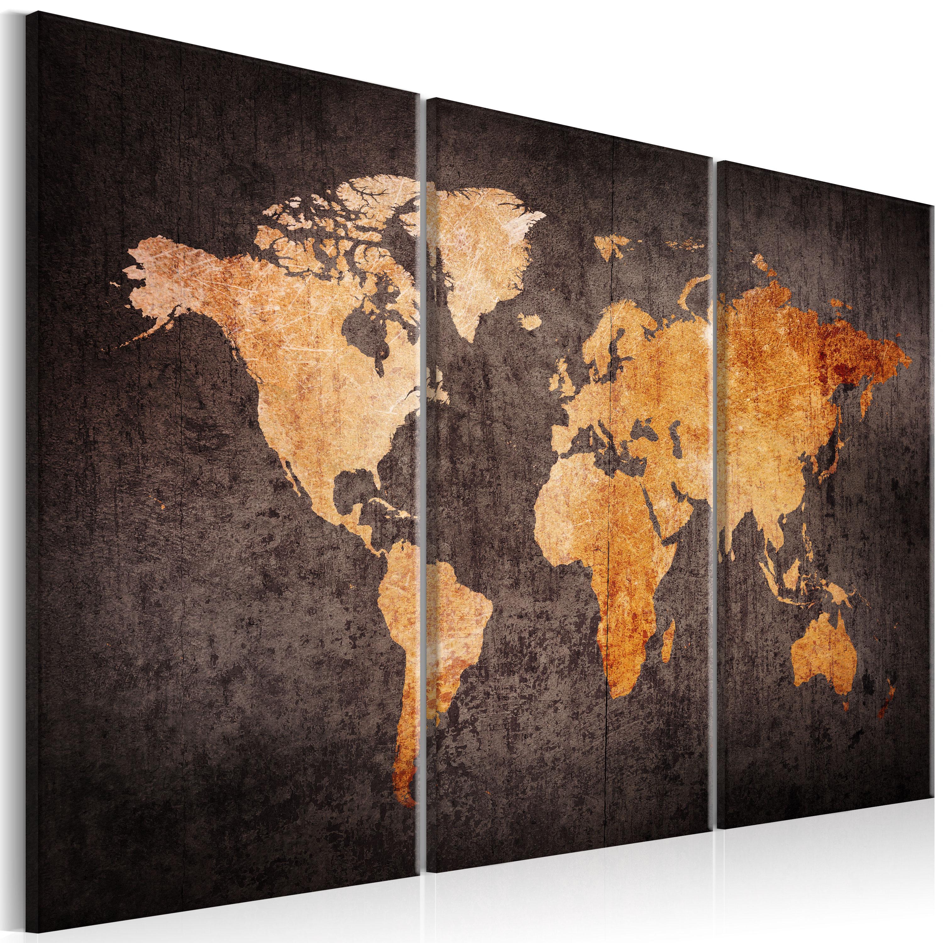 Billede - Chestnut World Map - 90 x 60 cm - Premium Print billede