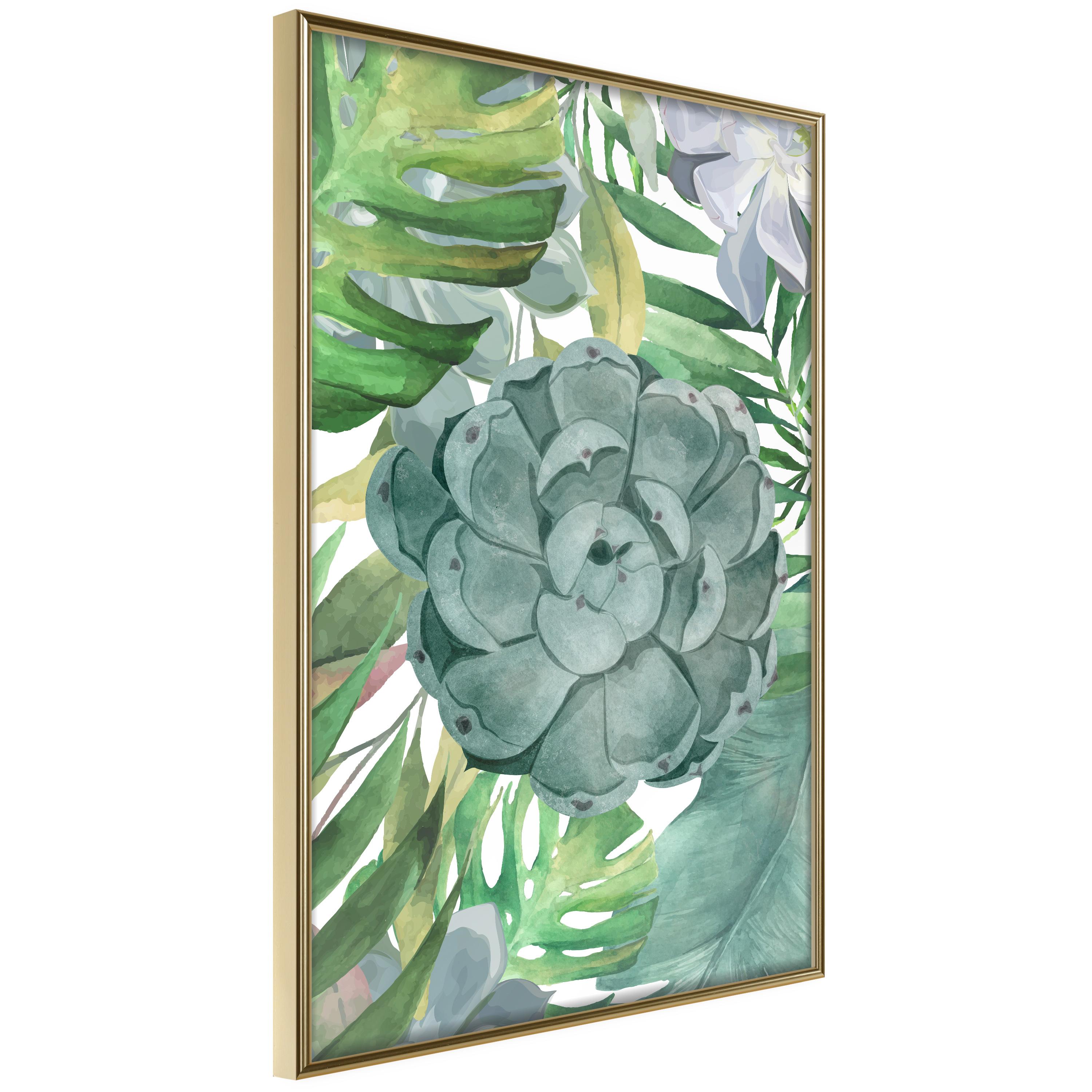 Plakat - Tropical Flora - 40 x 60 cm - Guldramme billede