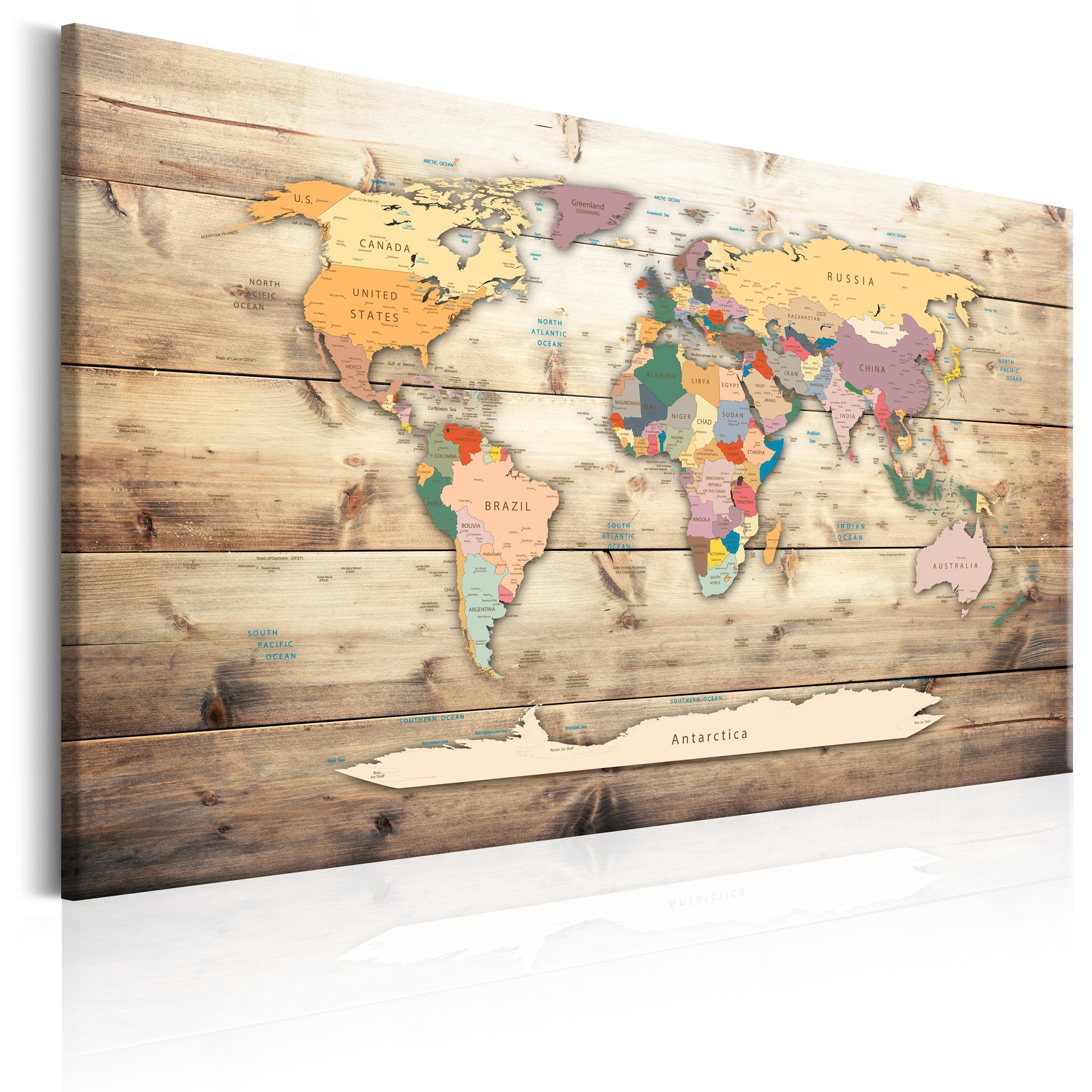Billede - World Map: Colourful Continents - 30 x 20 cm - Premium Print billede