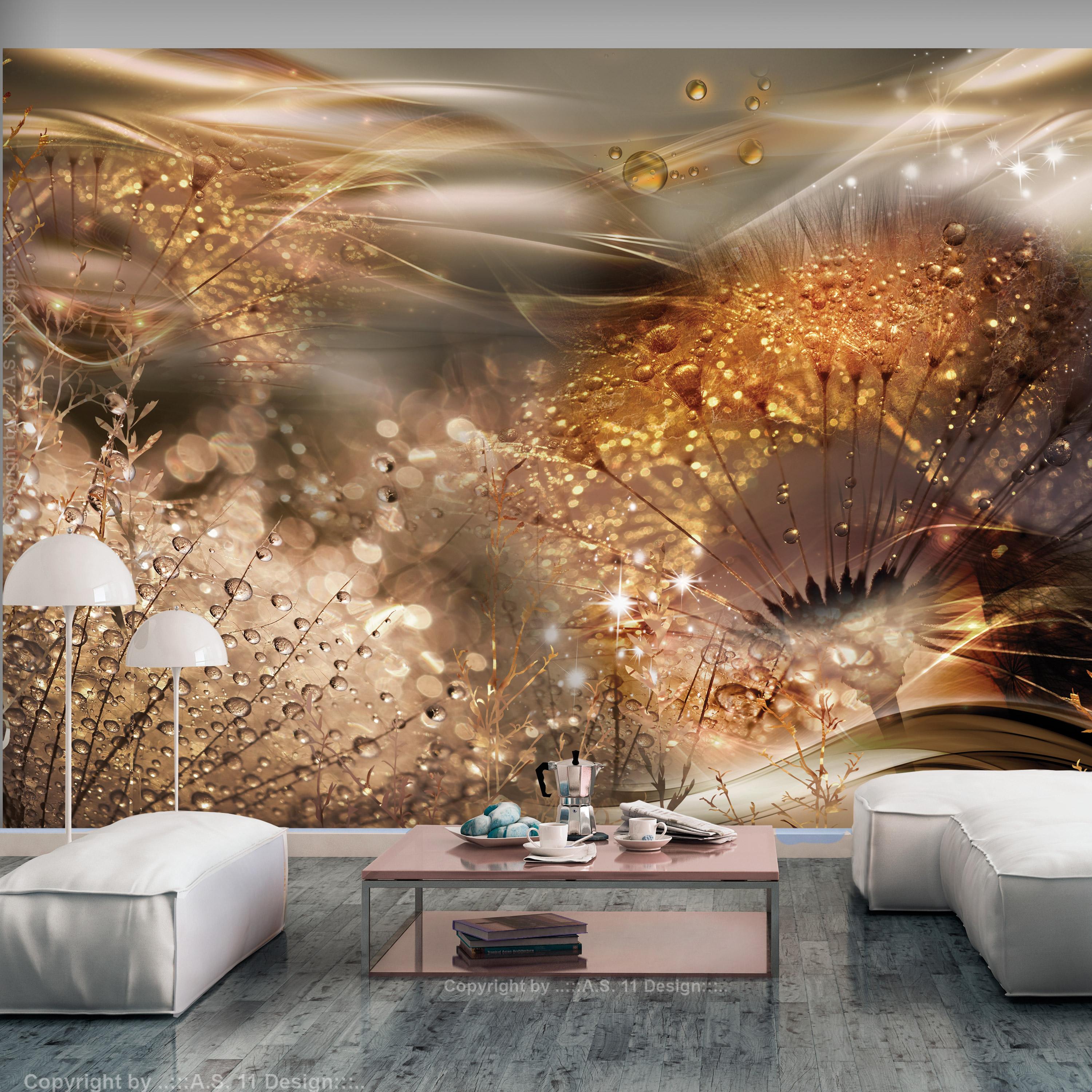 Fototapet - Dandelions' World (Gold) - 300 x 210 cm - Standard billede
