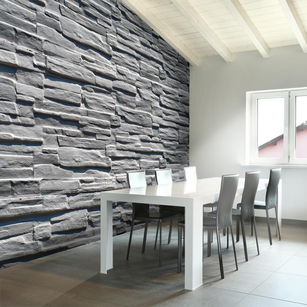 Fototapet - Grey stenmur - 300 x 231 cm - Premium billede