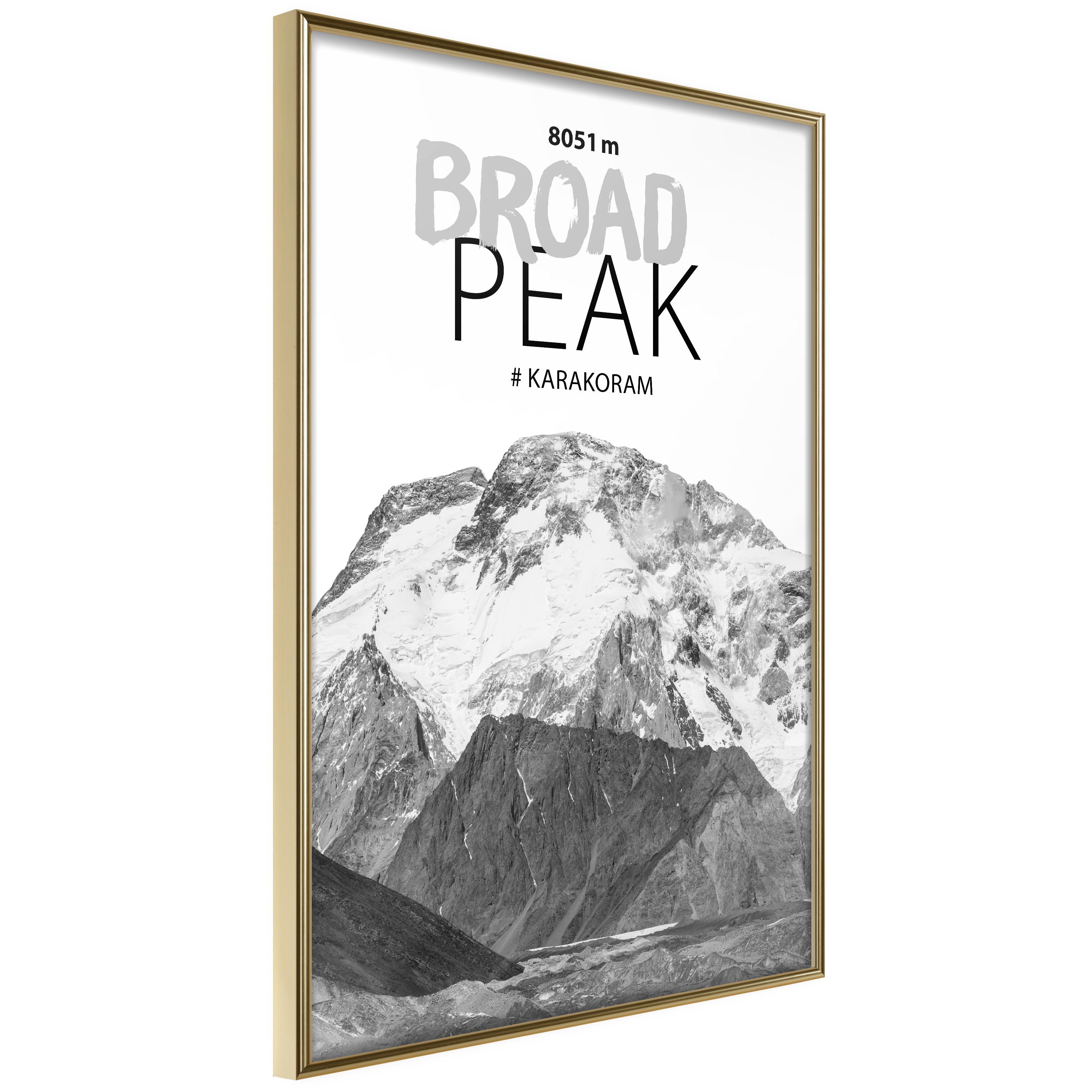 Plakat - Broad Peak - 20 x 30 cm - Guldramme billede