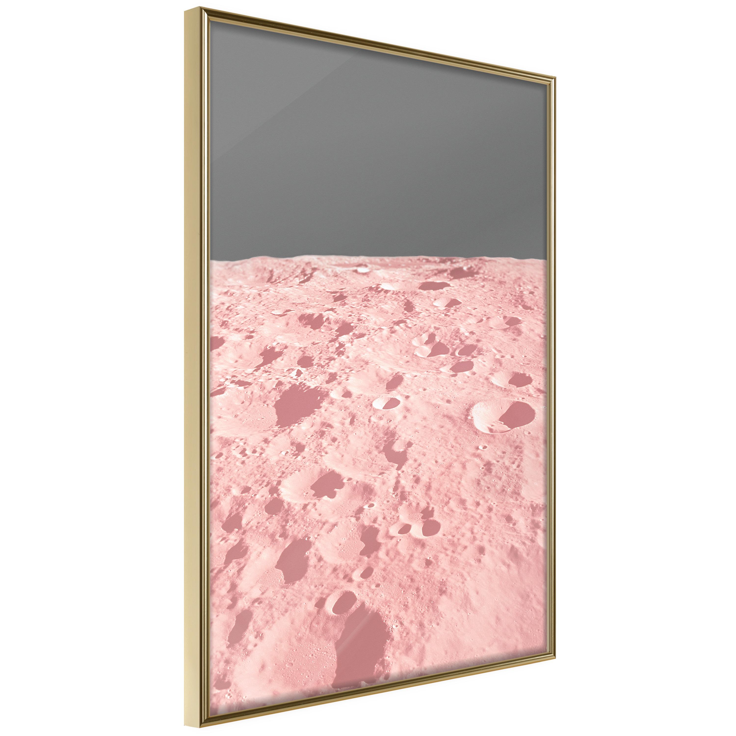Plakat - Pink Moon - 30 x 45 cm - Guldramme billede