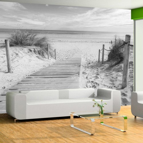 Fototapet Strand i sort-hvid