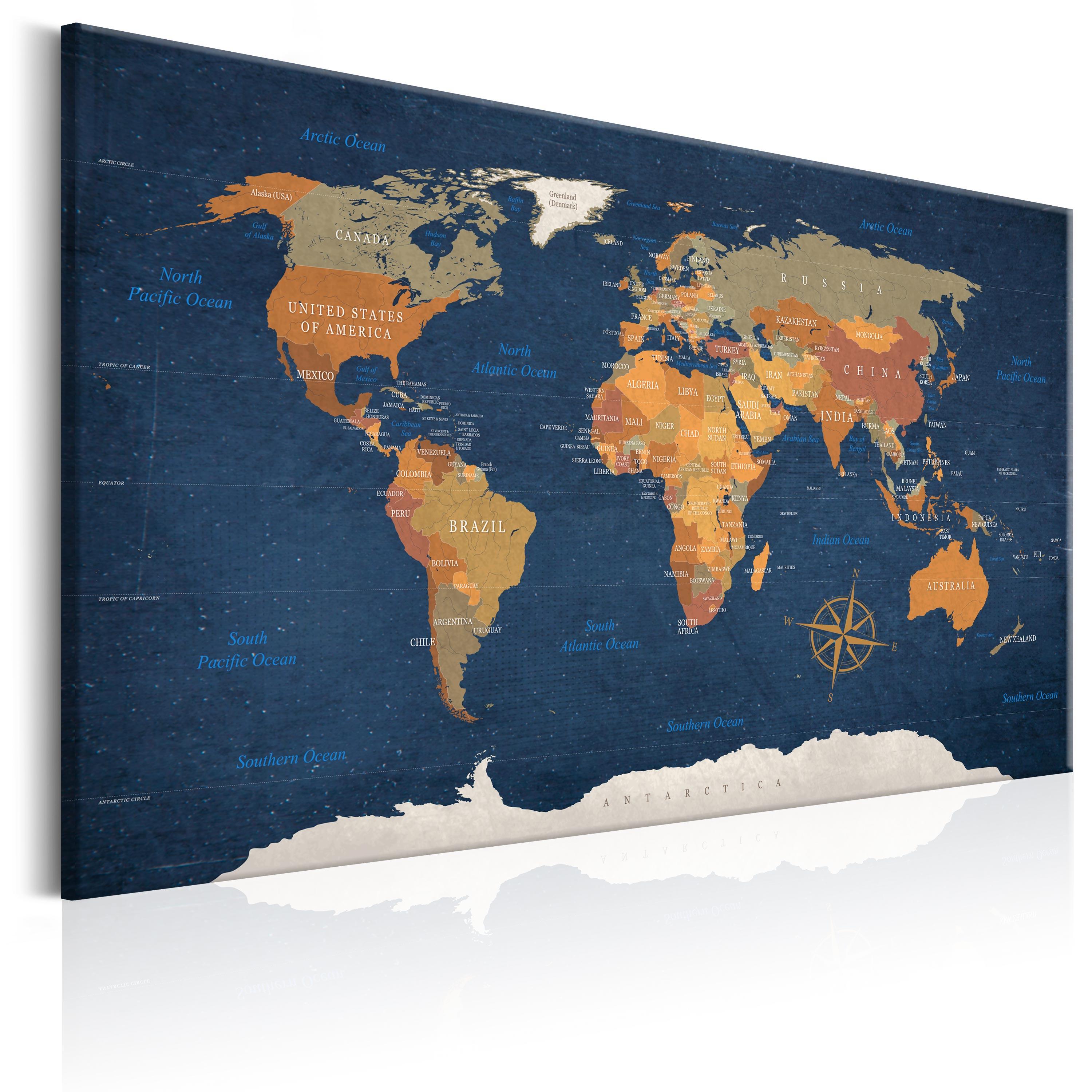 Billede - World Map: Ink Oceans - 60 x 40 cm - Premium Print billede