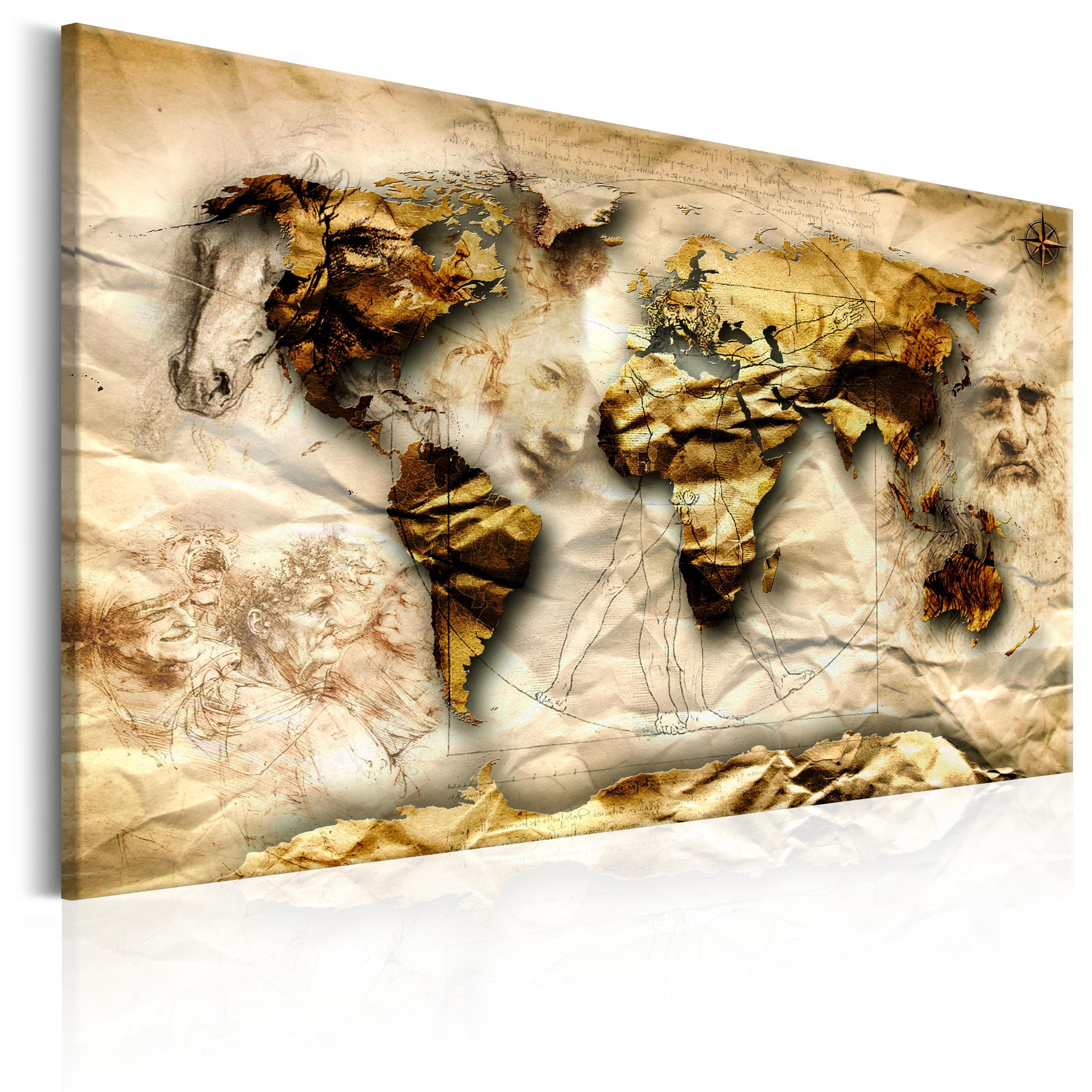 Billede - Map: Leonardo da Vinci inspiration - 30 x 20 cm - På italiensk lærred billede