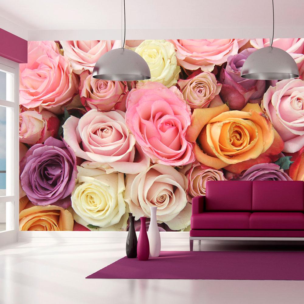 Fototapet - Pastel roses - 441 x 270 cm - Selvklæbende billede