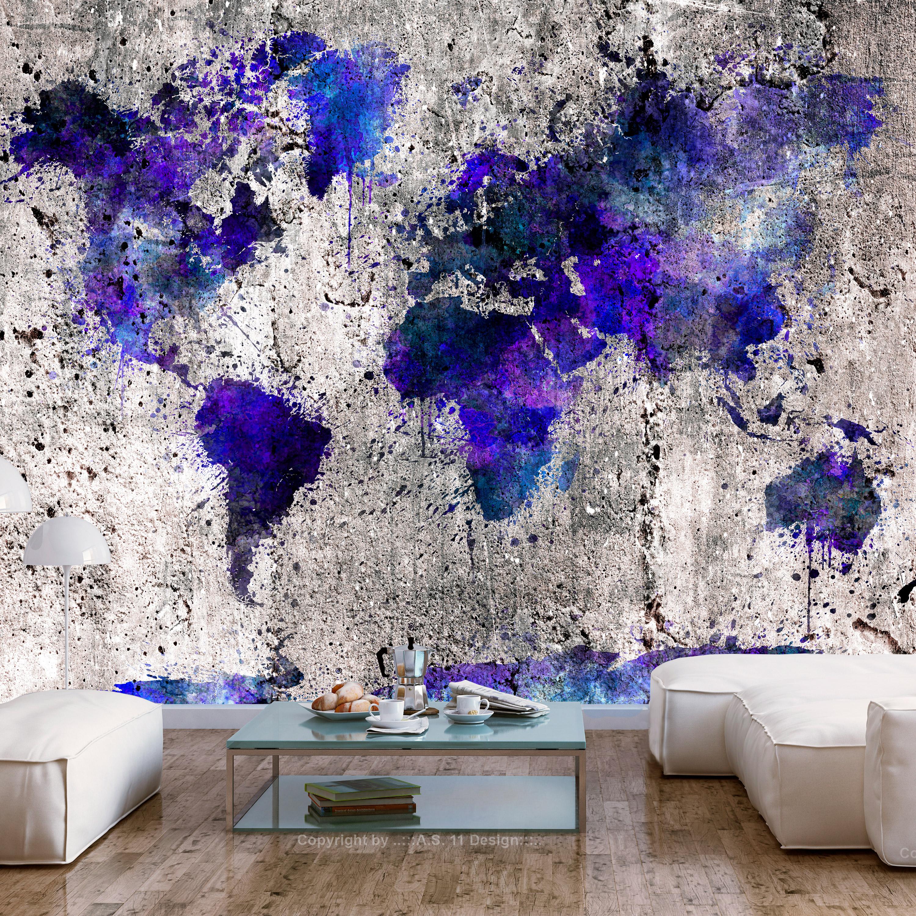 Fototapet - World Map: Ink Blots - 147 x 105 cm - Selvklæbende billede