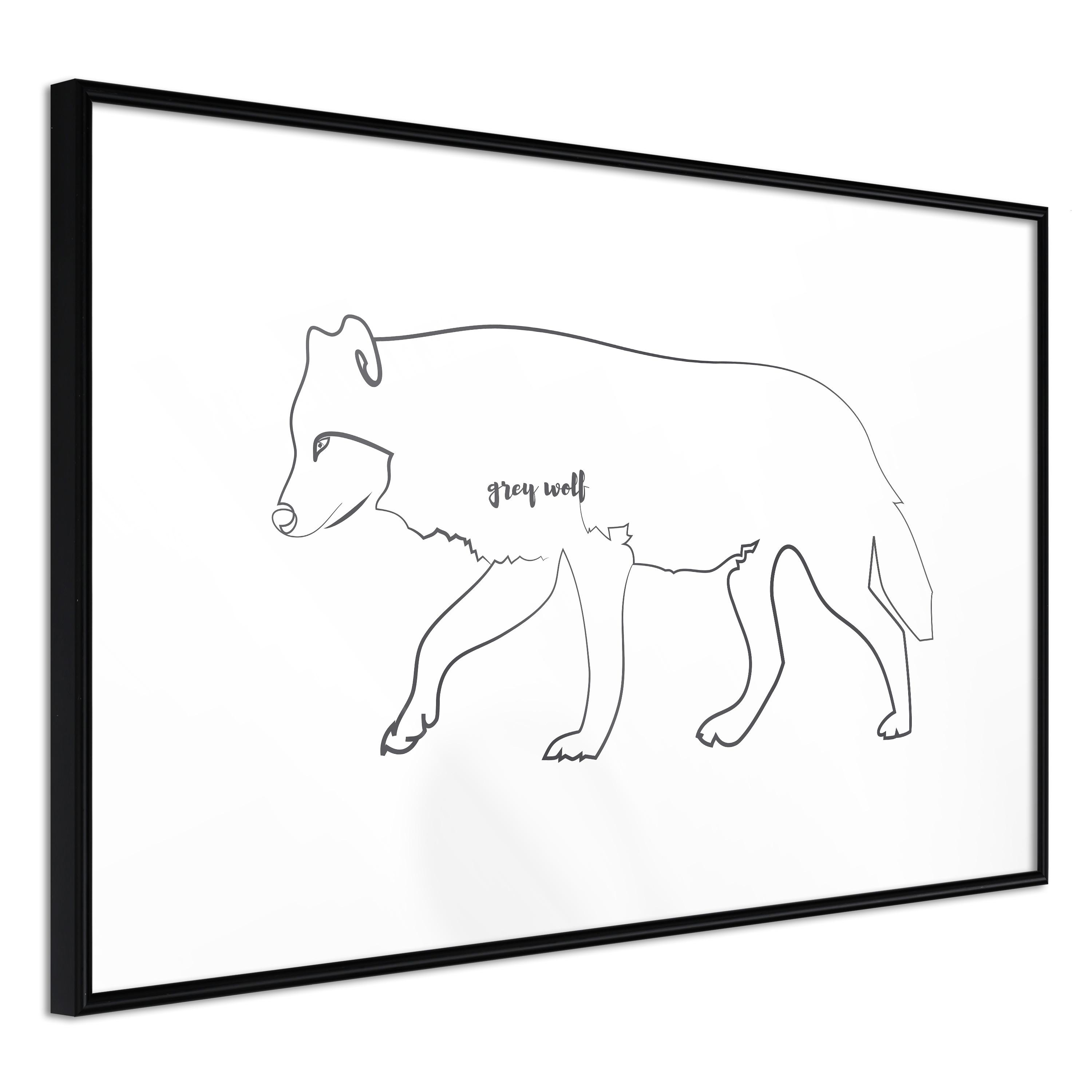 Plakat - Wolf - 90 x 60 cm - Sort ramme billede
