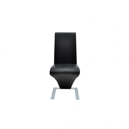 Spisebordsstole 2 stk. i sort kunstlæder - moderne zigzag-design