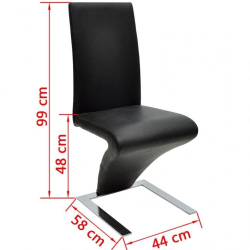 Spisebordsstole 2 stk. i sort kunstlæder - moderne zigzag-design