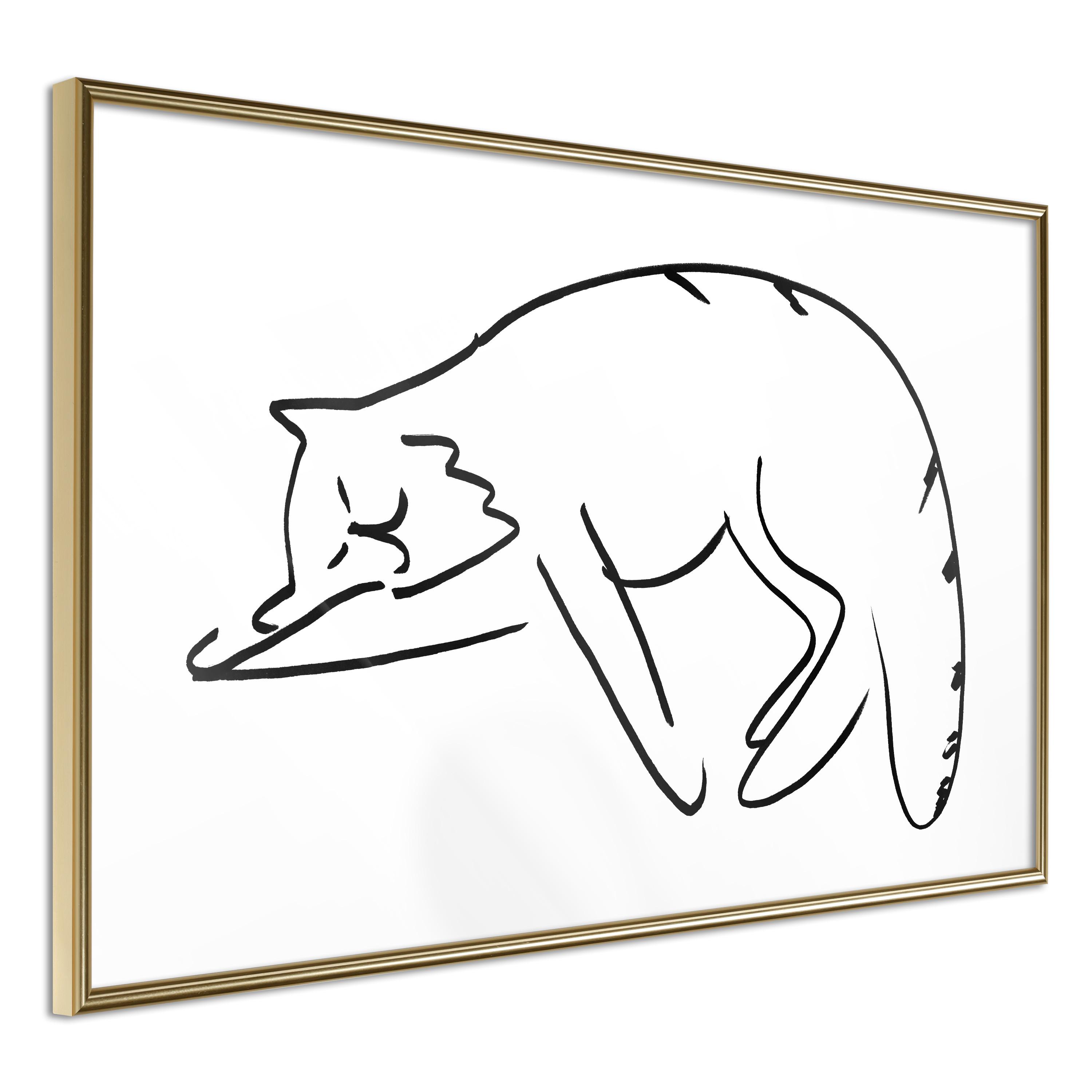 Plakat - Cat's Dreams - 30 x 20 cm - Guldramme billede