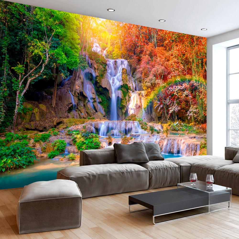 Fototapet - Tat Kuang Si Waterfalls - 100 x 70 cm - Premium billede