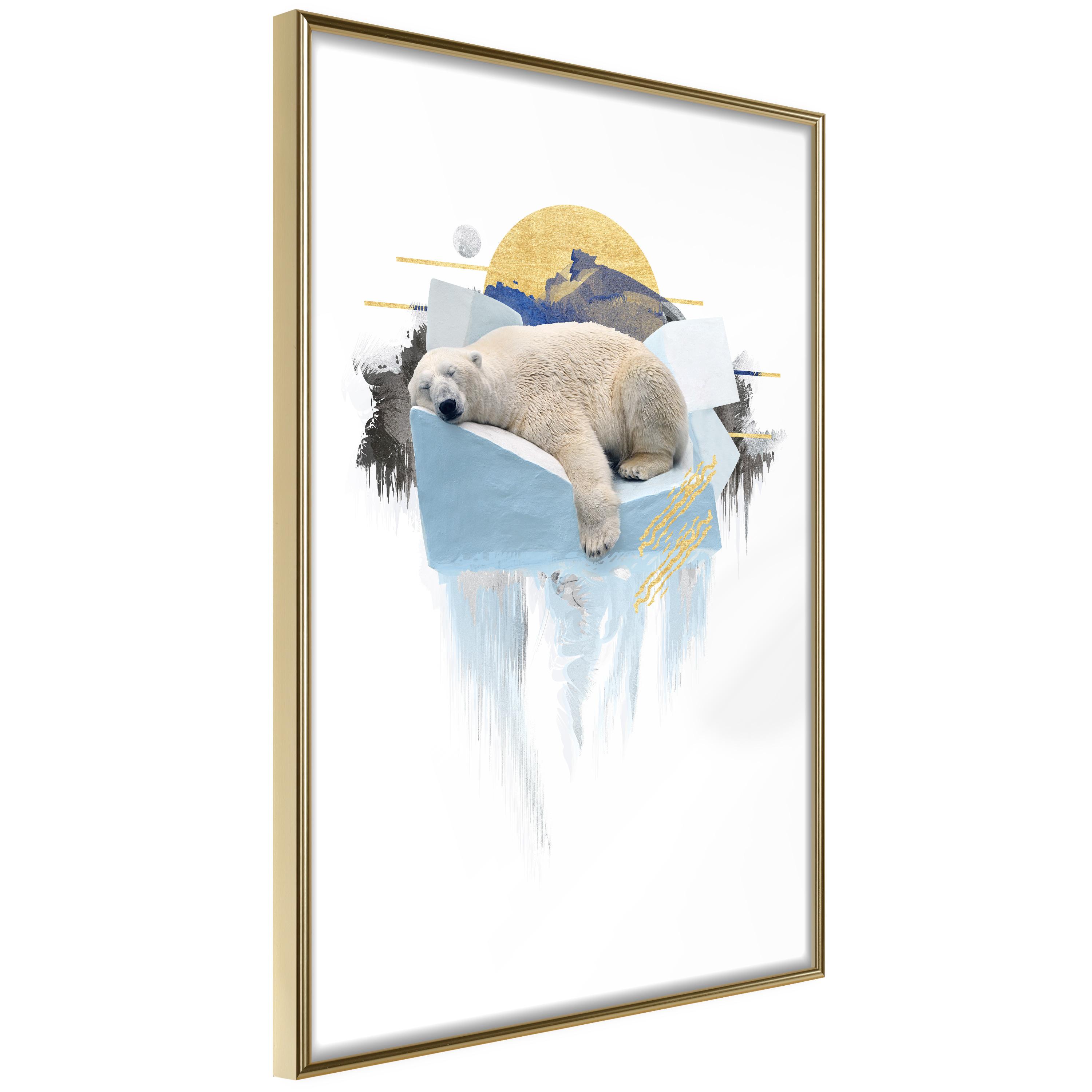Plakat - Polar Bear - 40 x 60 cm - Guldramme billede