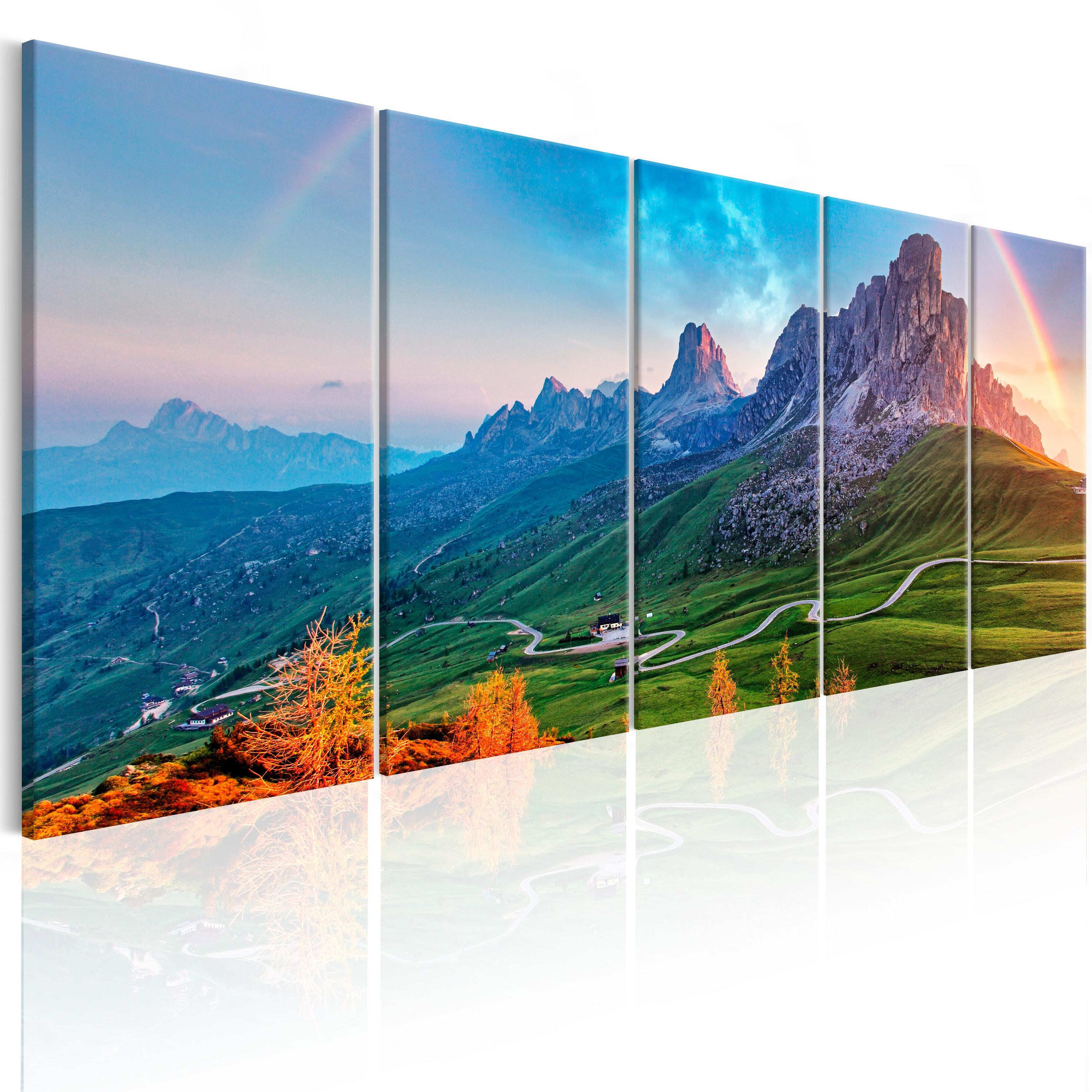 Billede - Rainbow in the Alps I - 225 x 90 cm - Premium Print billede