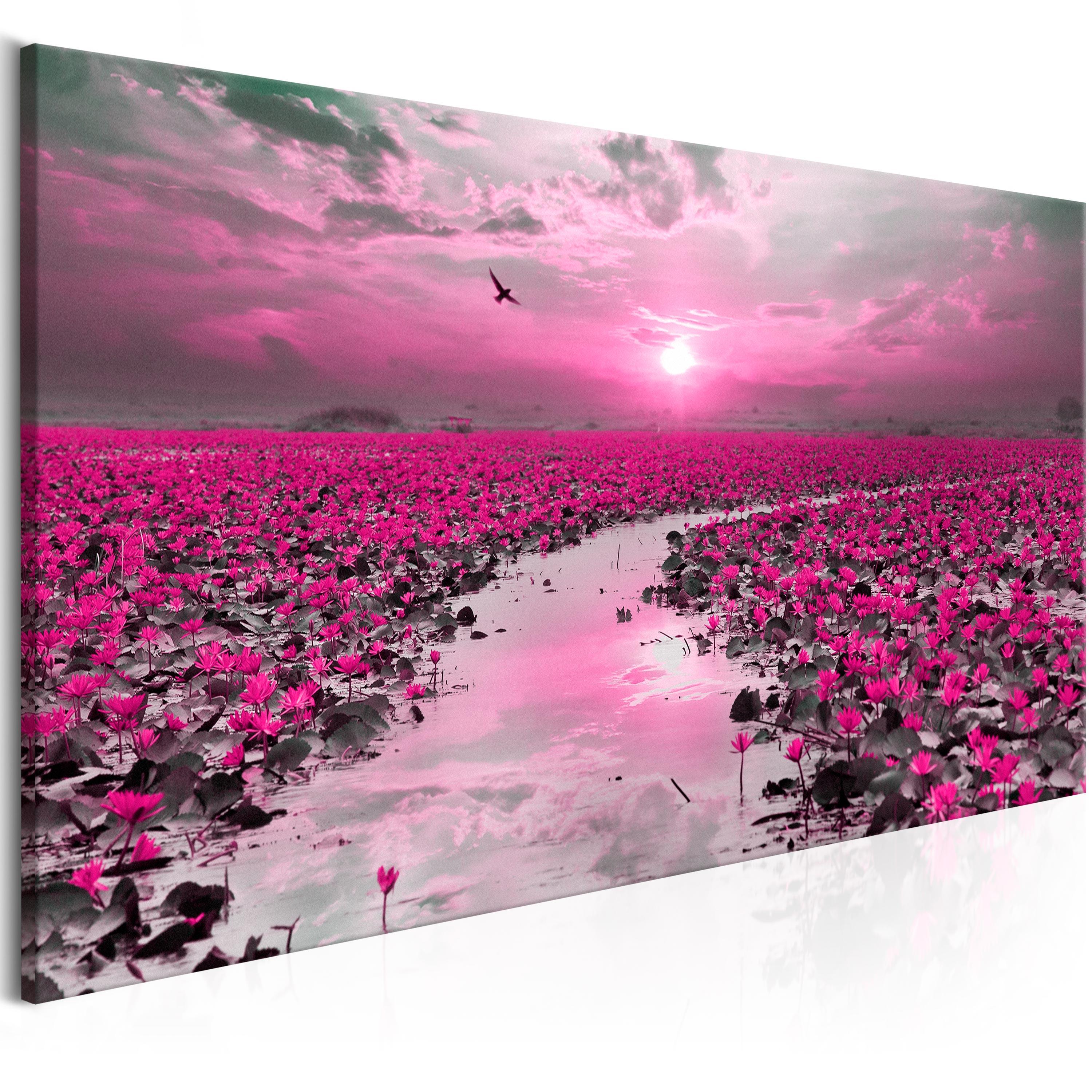 Billede - Lilies and Sunset (1 Part) Narrow - 135 x 45 cm - Premium Print billede