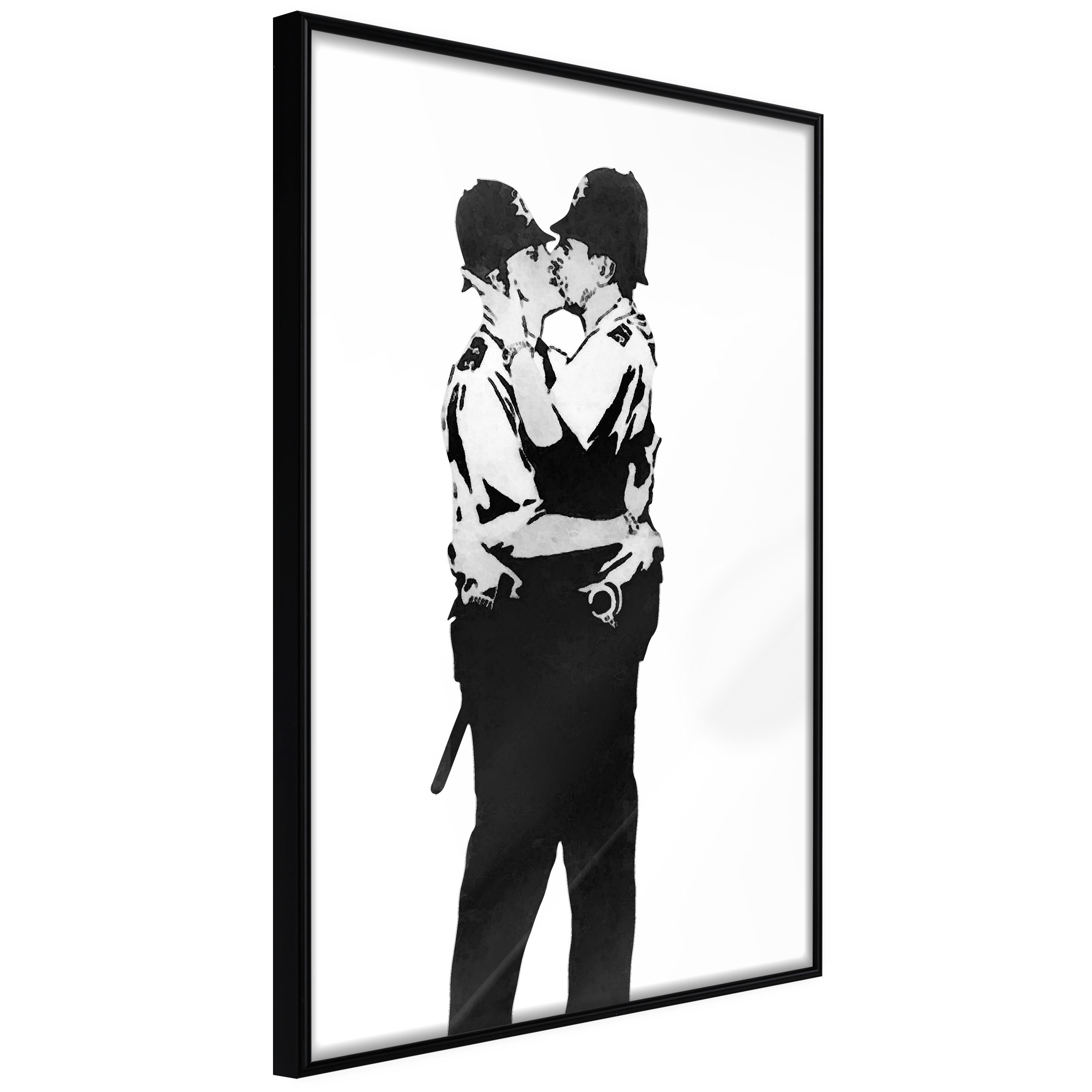 Plakat - Kissing Coppers - 20 x 30 cm - Sort ramme billede