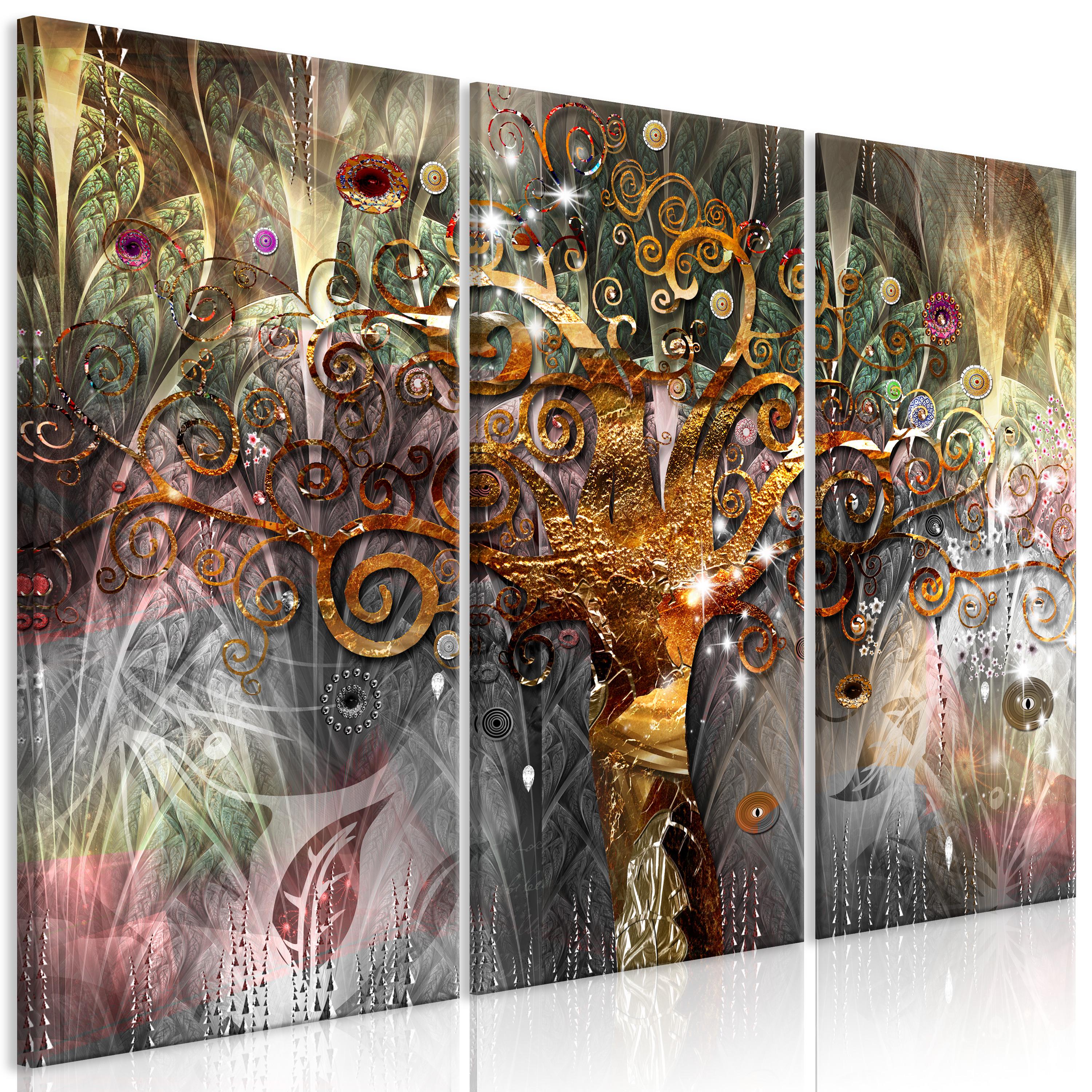 Billede - Golden Tree (3 dele) - 90 x 60 cm - Standard billede