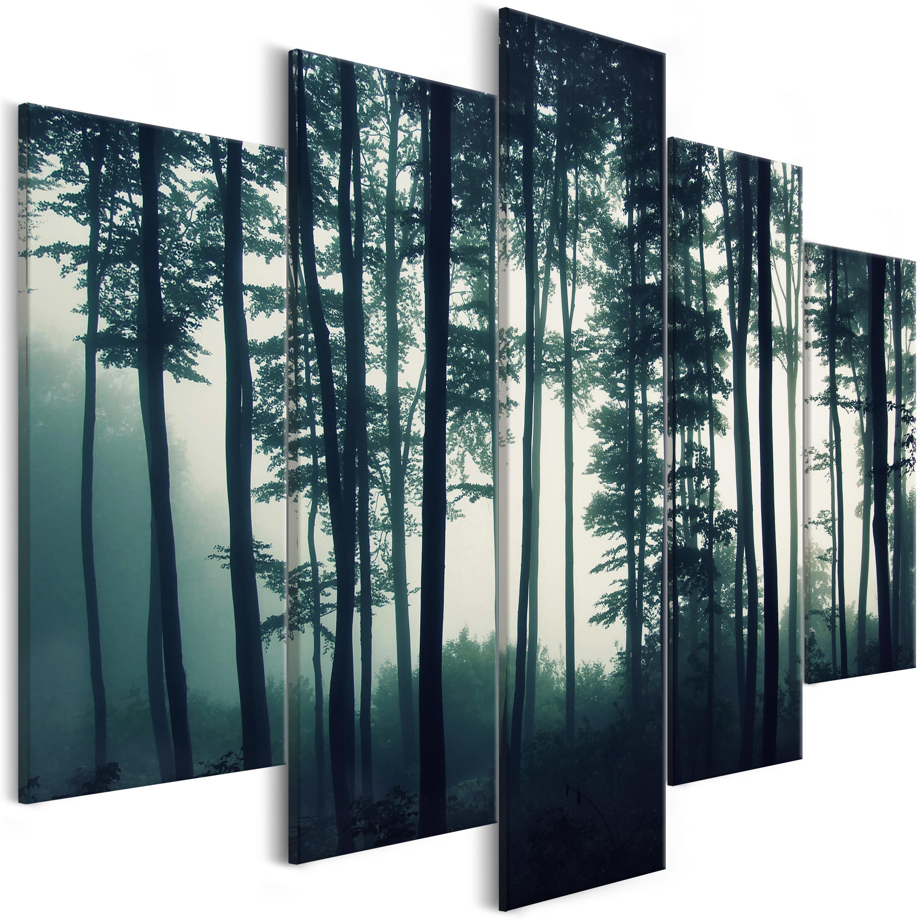 Billede - Dark Forest (5 dele) Wide - 225 x 112.5 cm - Premium Print billede
