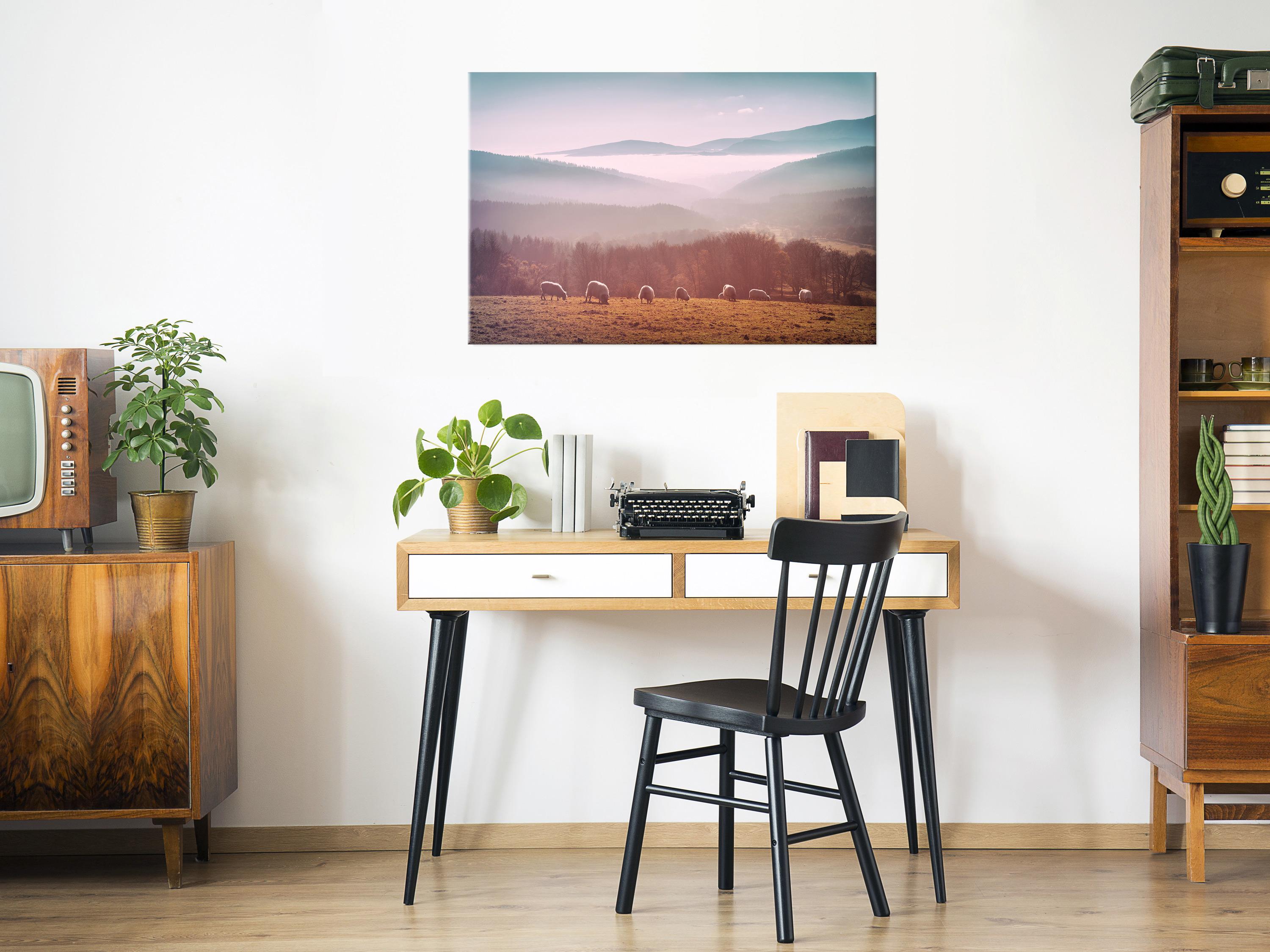 Billede - Flock of Sheep (1 Part) Wide - 120 x 80 cm - På italiensk lærred billede