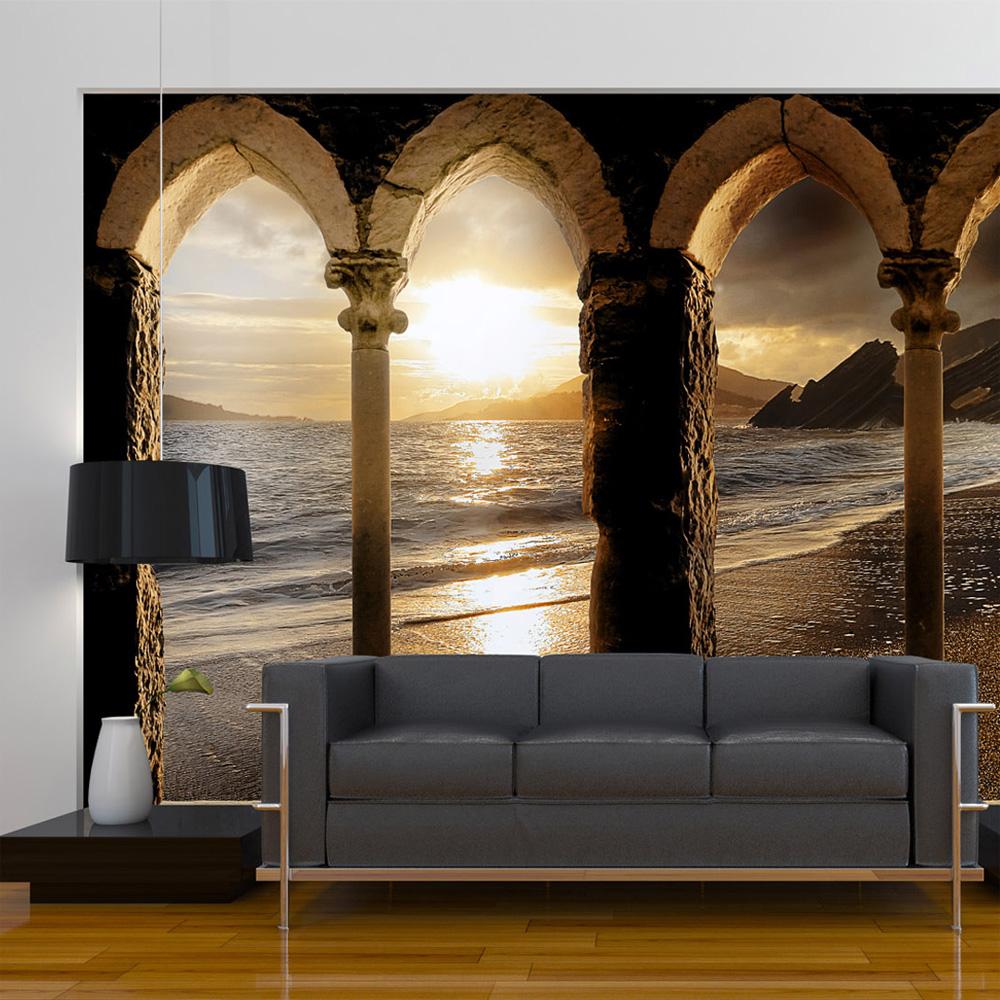 Fototapet - Castle on the beach - 300 x 210 cm - Premium billede