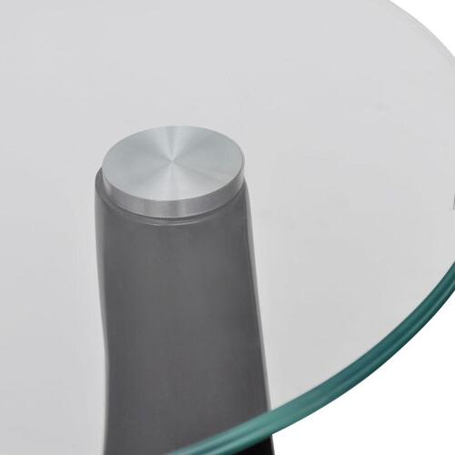 Sofabord med rund bordplade i glas højglans sort