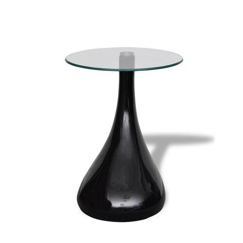 Sofabord 2 stk. med rund bordplade i glas højglans sort