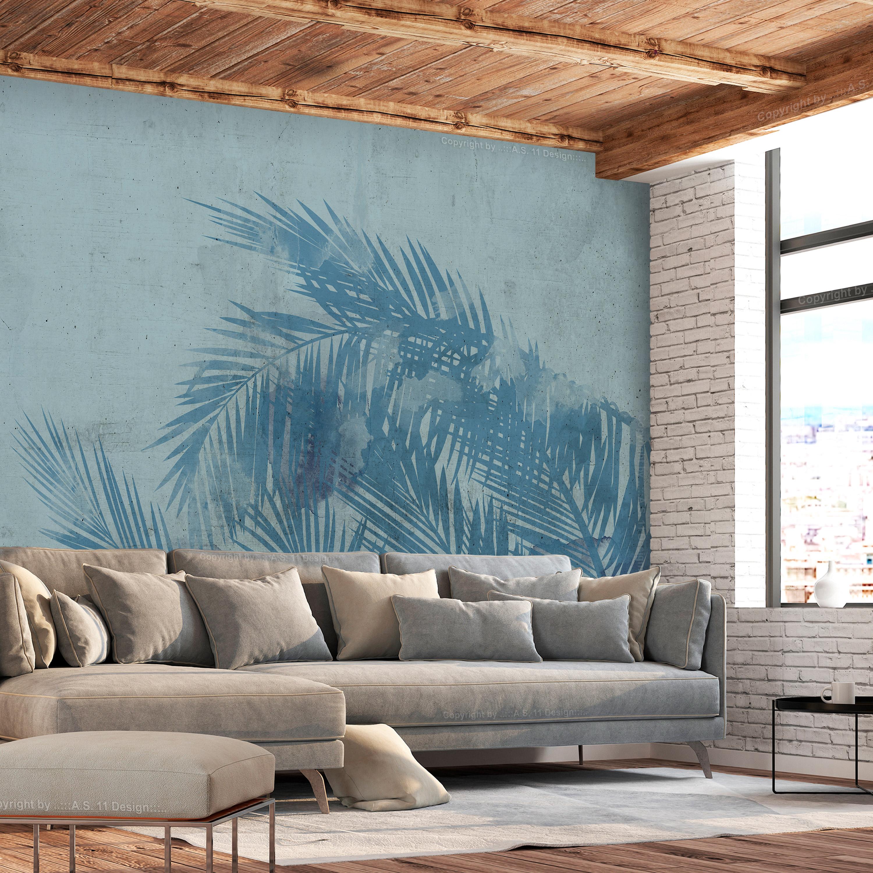Fototapet - Palm Trees in Blue - 245 x 175 cm - Selvklæbende billede