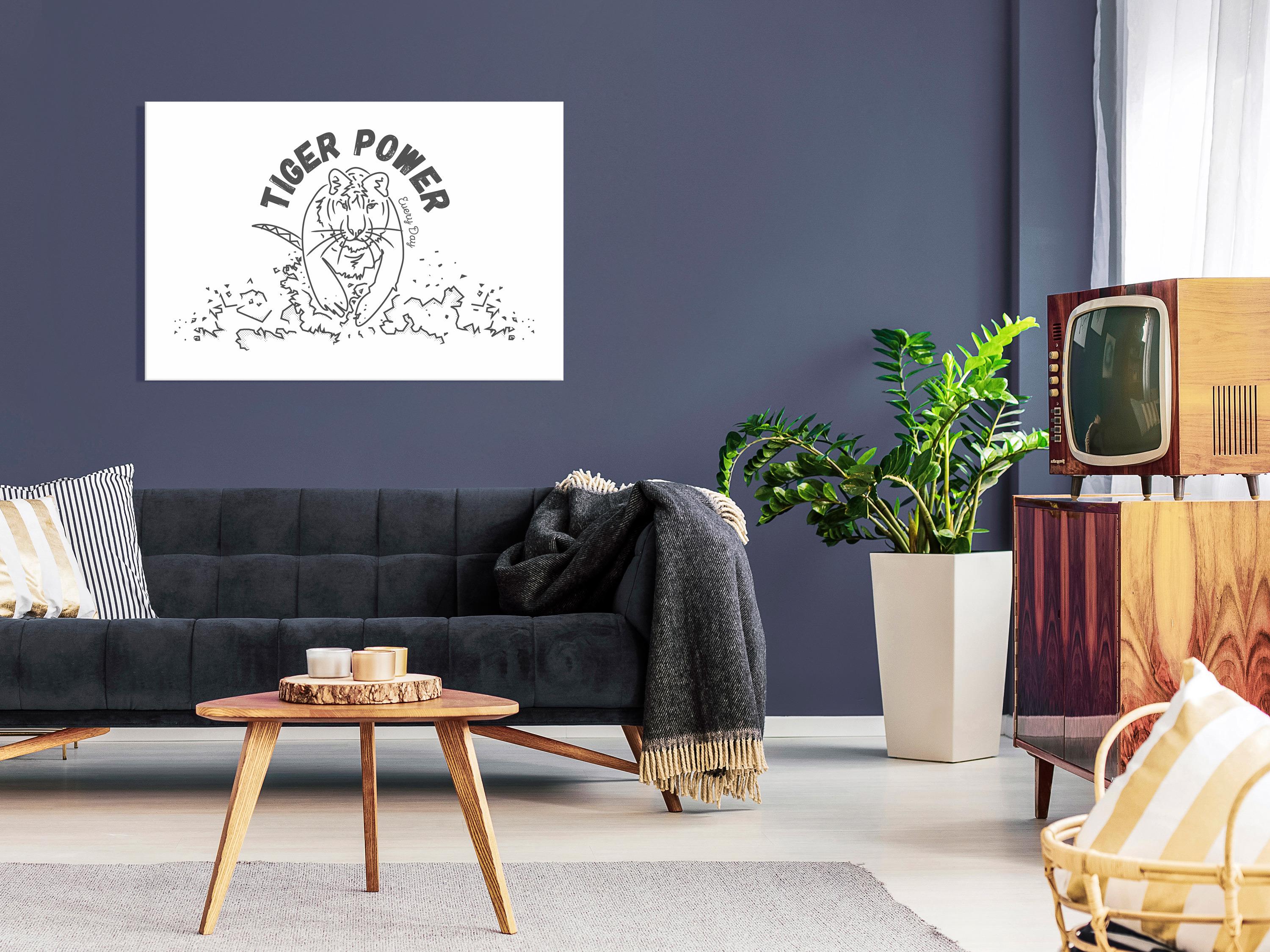 Billede - Tiger Power (1 Part) Wide - 90 x 60 cm - Premium Print billede