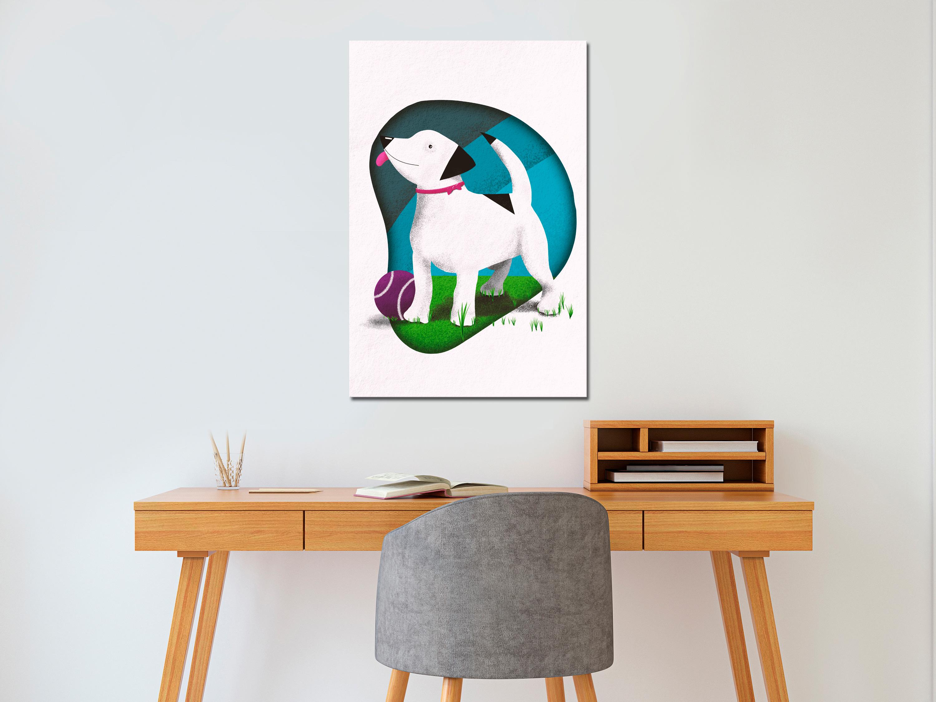 Billede - Dog and Ball (1 Part) Vertical - 40 x 60 cm - På italiensk lærred billede