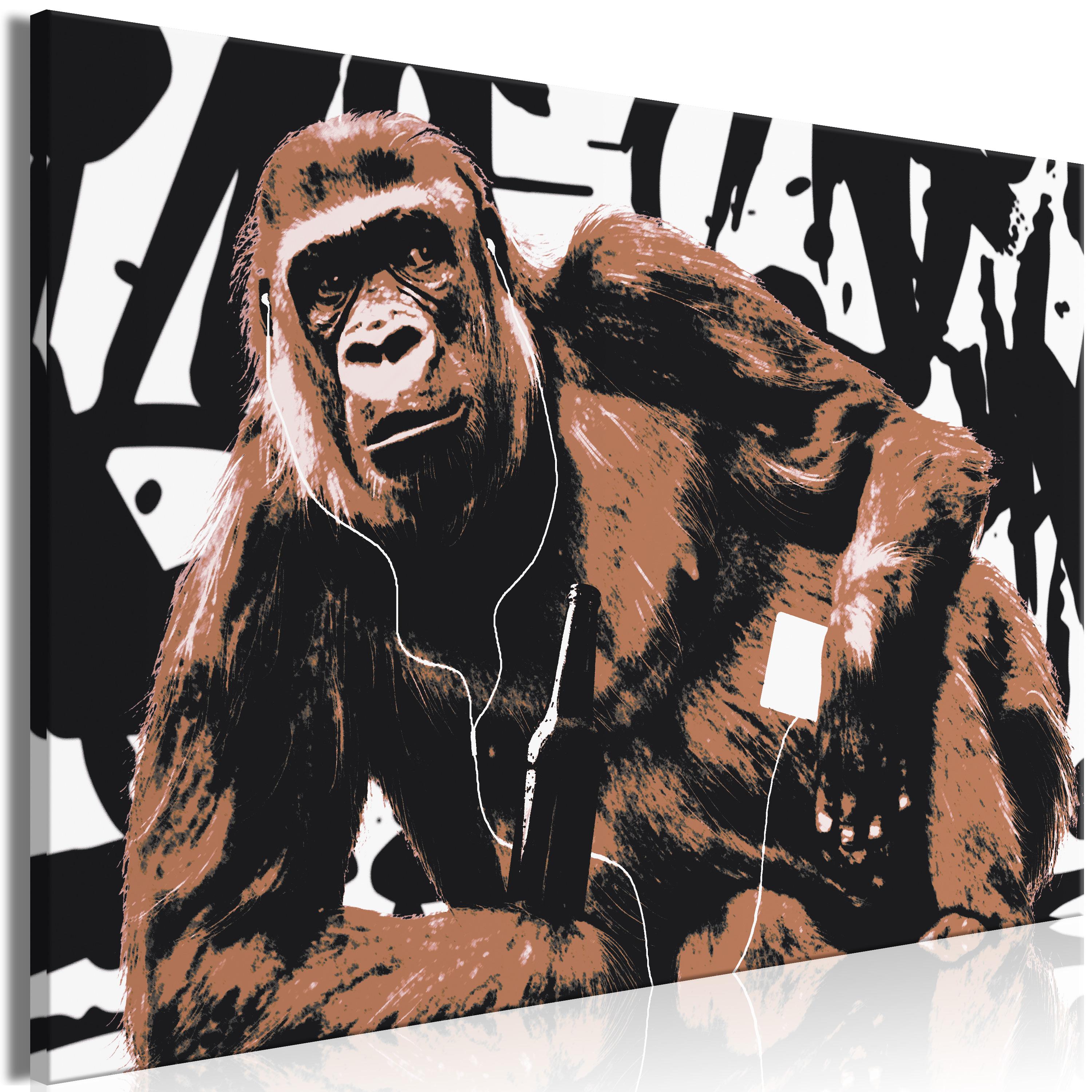 Billede - Pop Art Monkey (1 Part) Narrow Brown - 30 x 20 cm - Premium Print billede