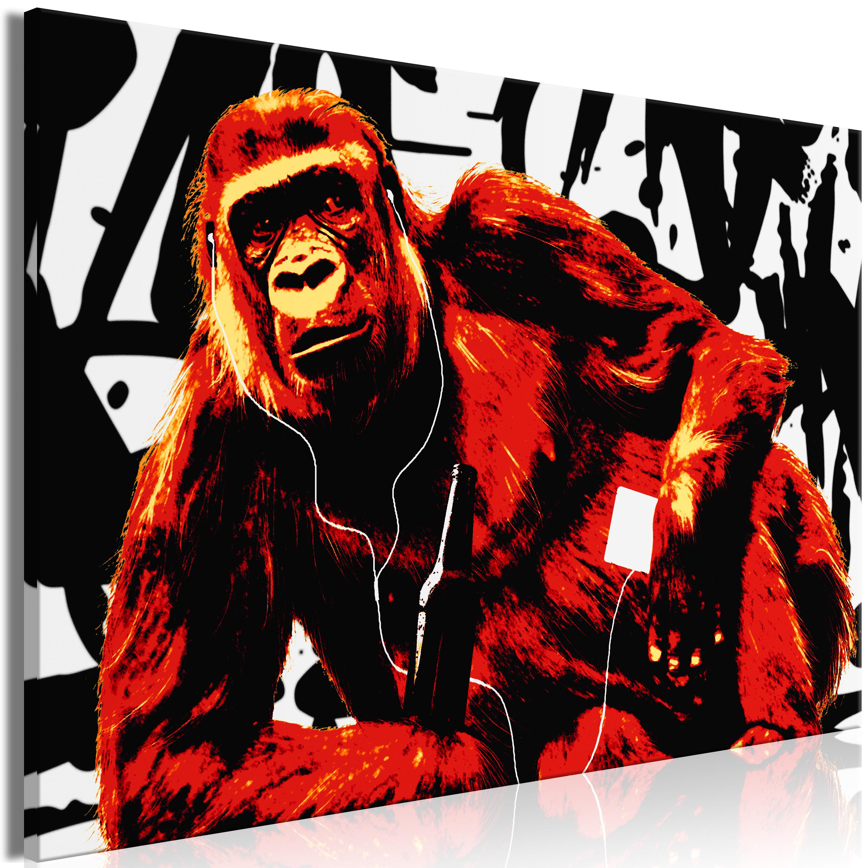 Billede - Pop Art Monkey (1 Part) Narrow Red - 60 x 40 cm - Standard billede